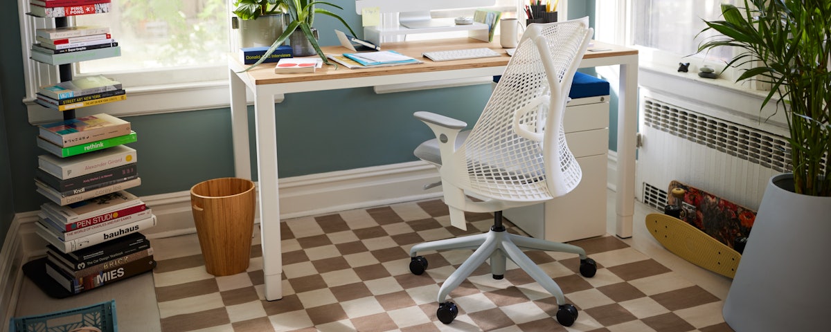 Nolan Desk and Sayl Chair in a home office setting