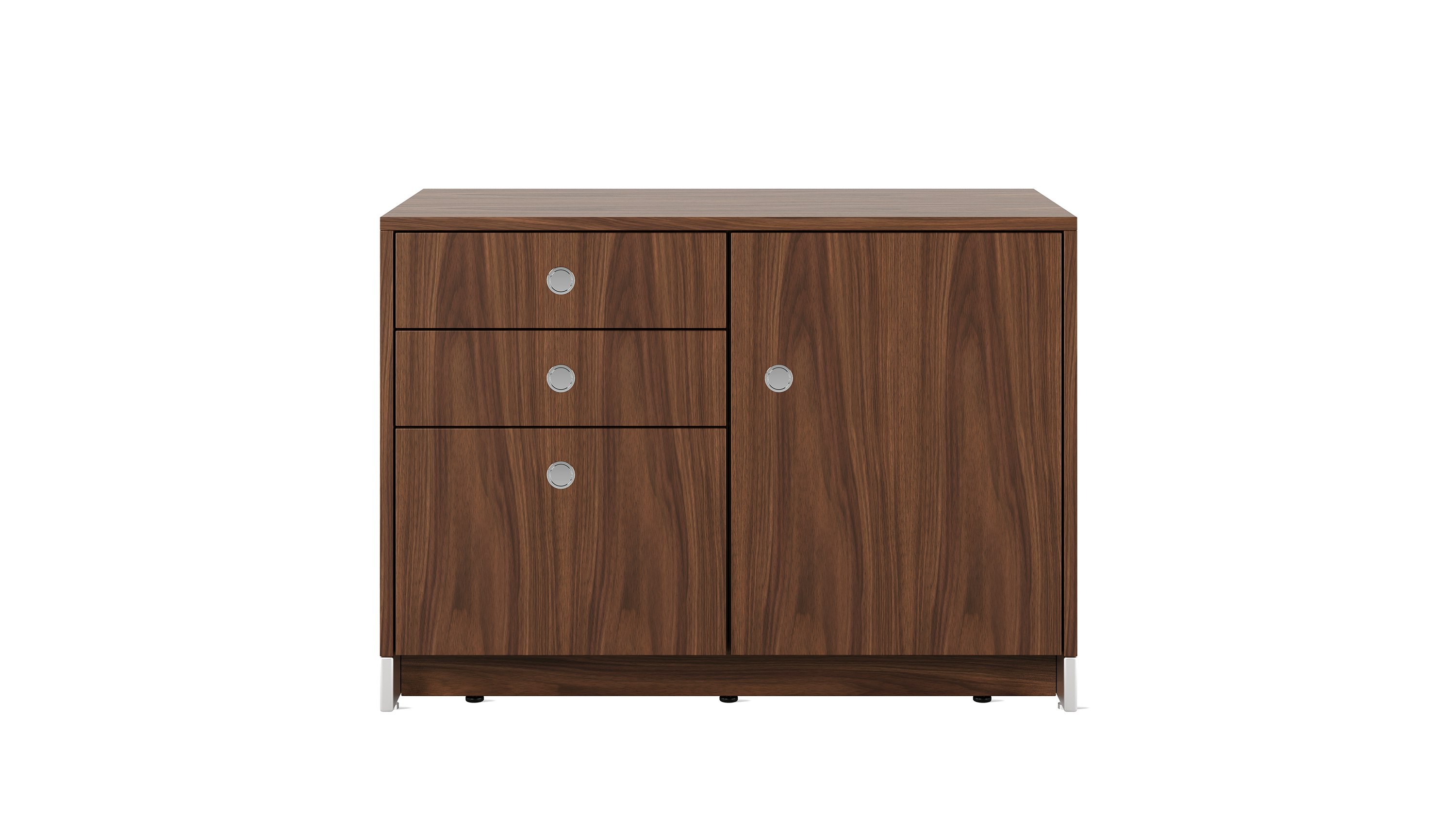 Sled Base Credenza - 37.5,  Mixed Storage,  Walnut