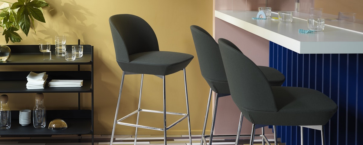 Three Oslo Stools at a residential bar counter