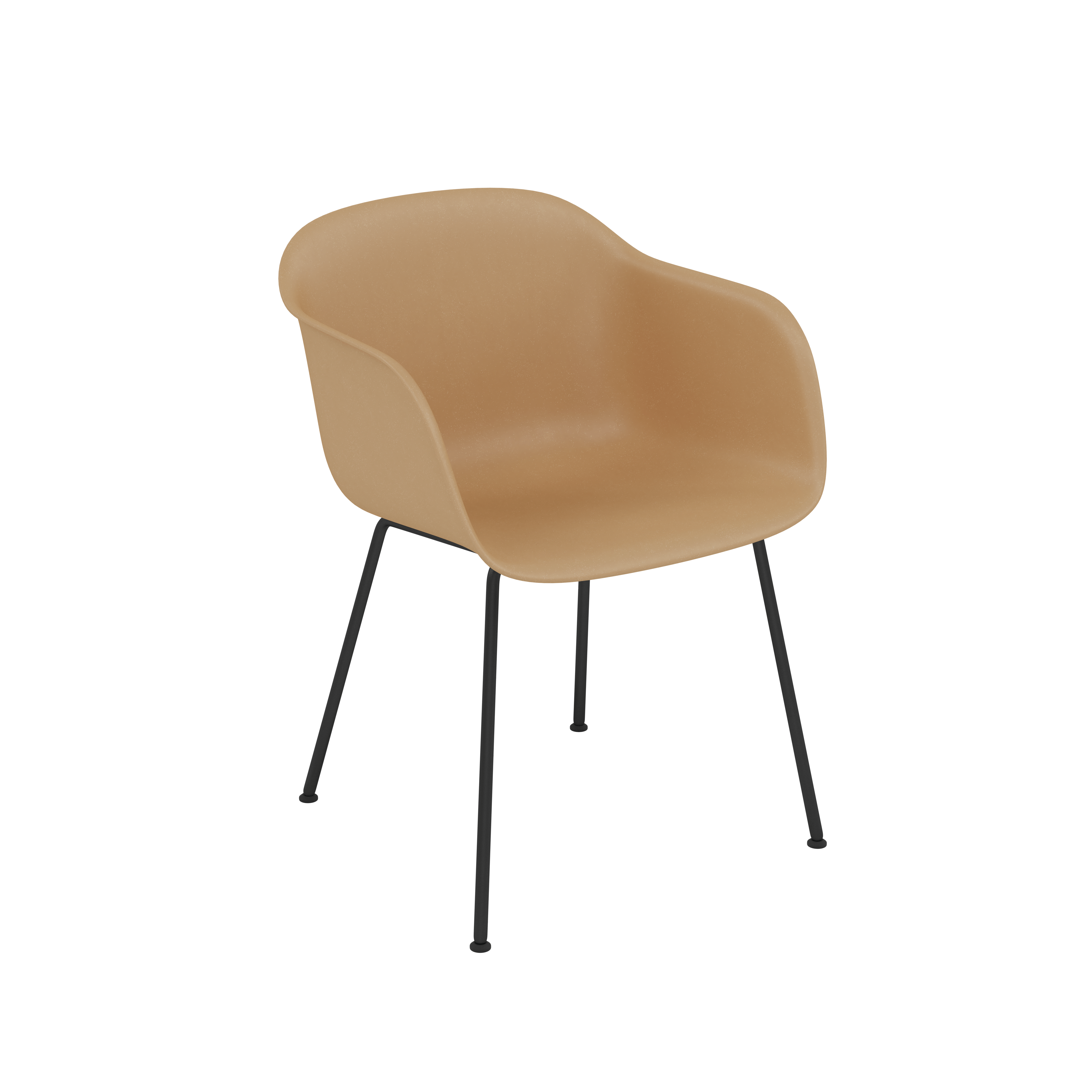 Fiber Dining Chair - Armchair,  Recycled Plastic,  Ochre,  Black Tube