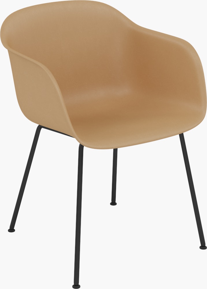 Fiber Dining Chair - Armchair,  Recycled Plastic,  Ochre,  Black Tube