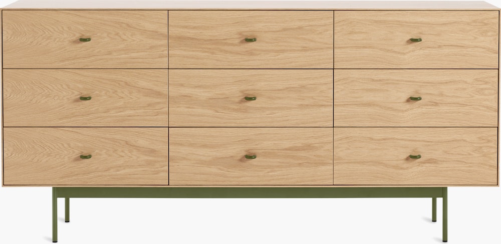 Loop Nine Drawer Dresser - Oak,  Green