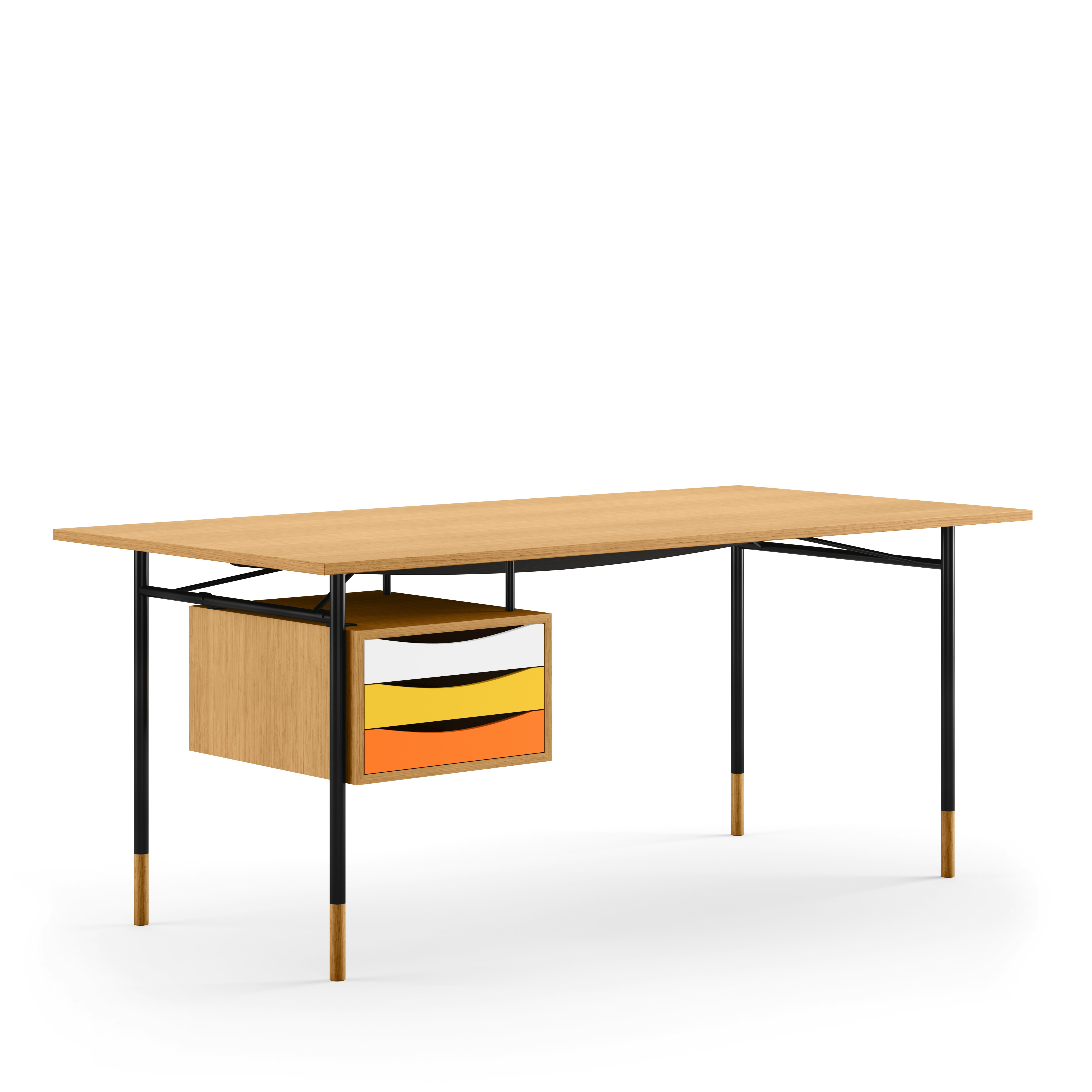 Nyhavn Desk - Dark Oiled Oak, Black, Warm Drawer