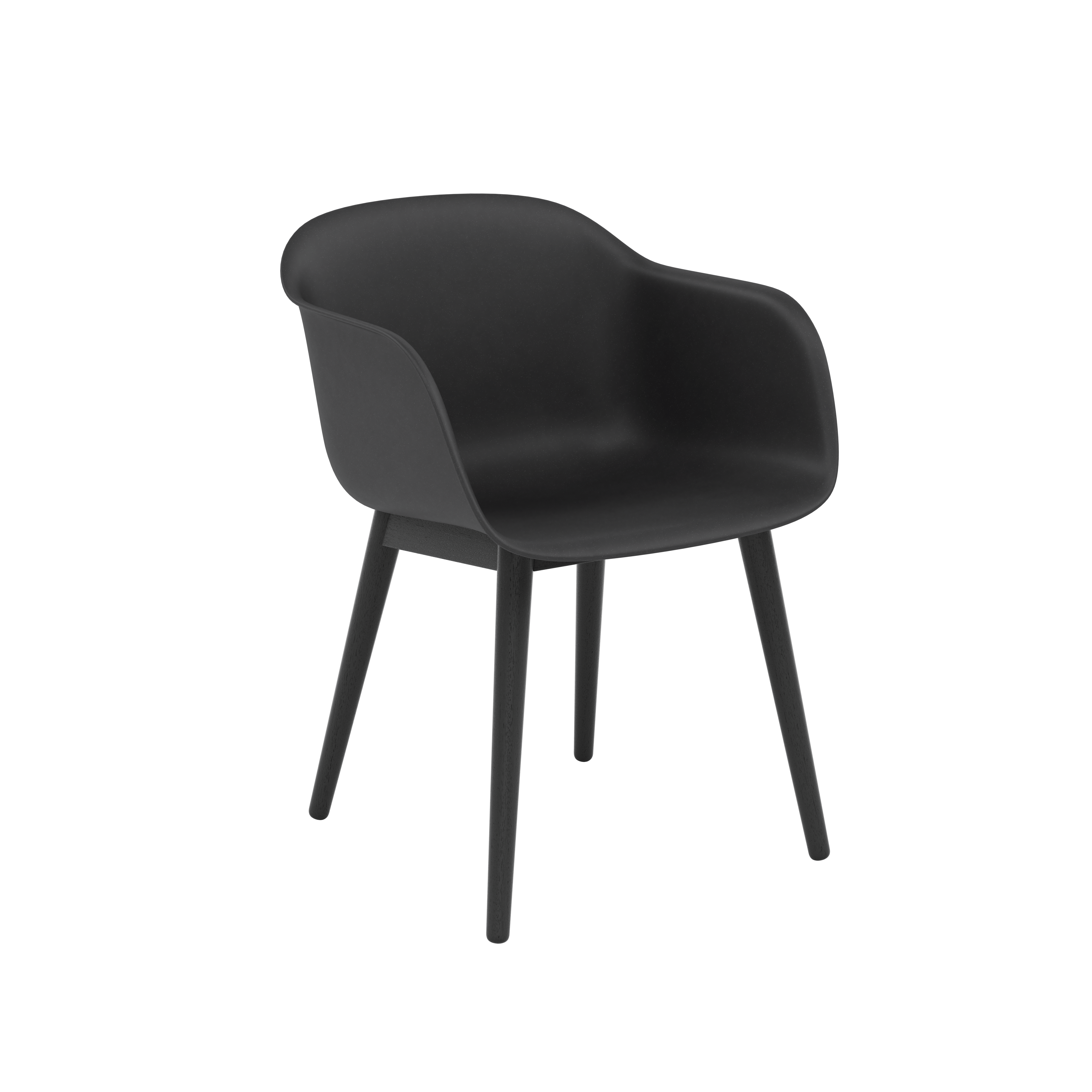 Fiber Dining Chair - Armchair,  Recycled Plastic,  Black,  Black Oak