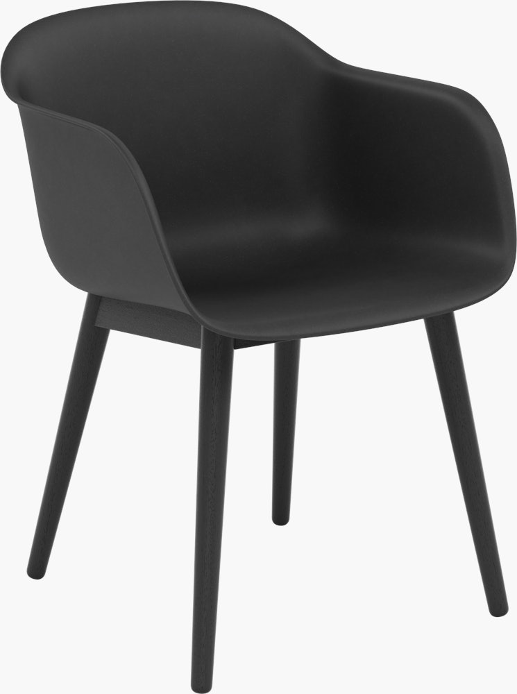 Fiber Dining Chair - Armchair,  Recycled Plastic,  Black,  Black Oak