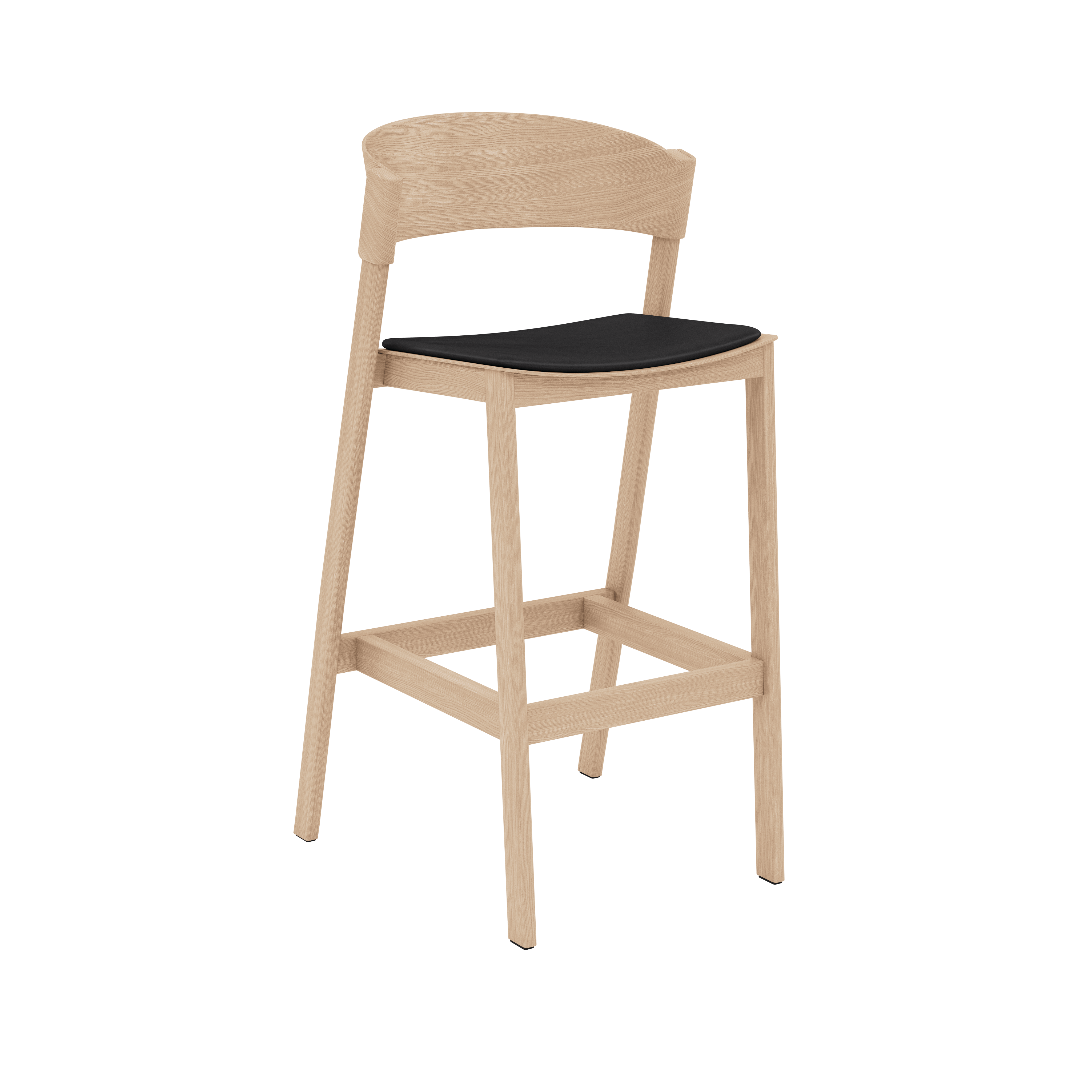 Cover Stool - Bar Height,  Oak,  Refine Leather,  Black