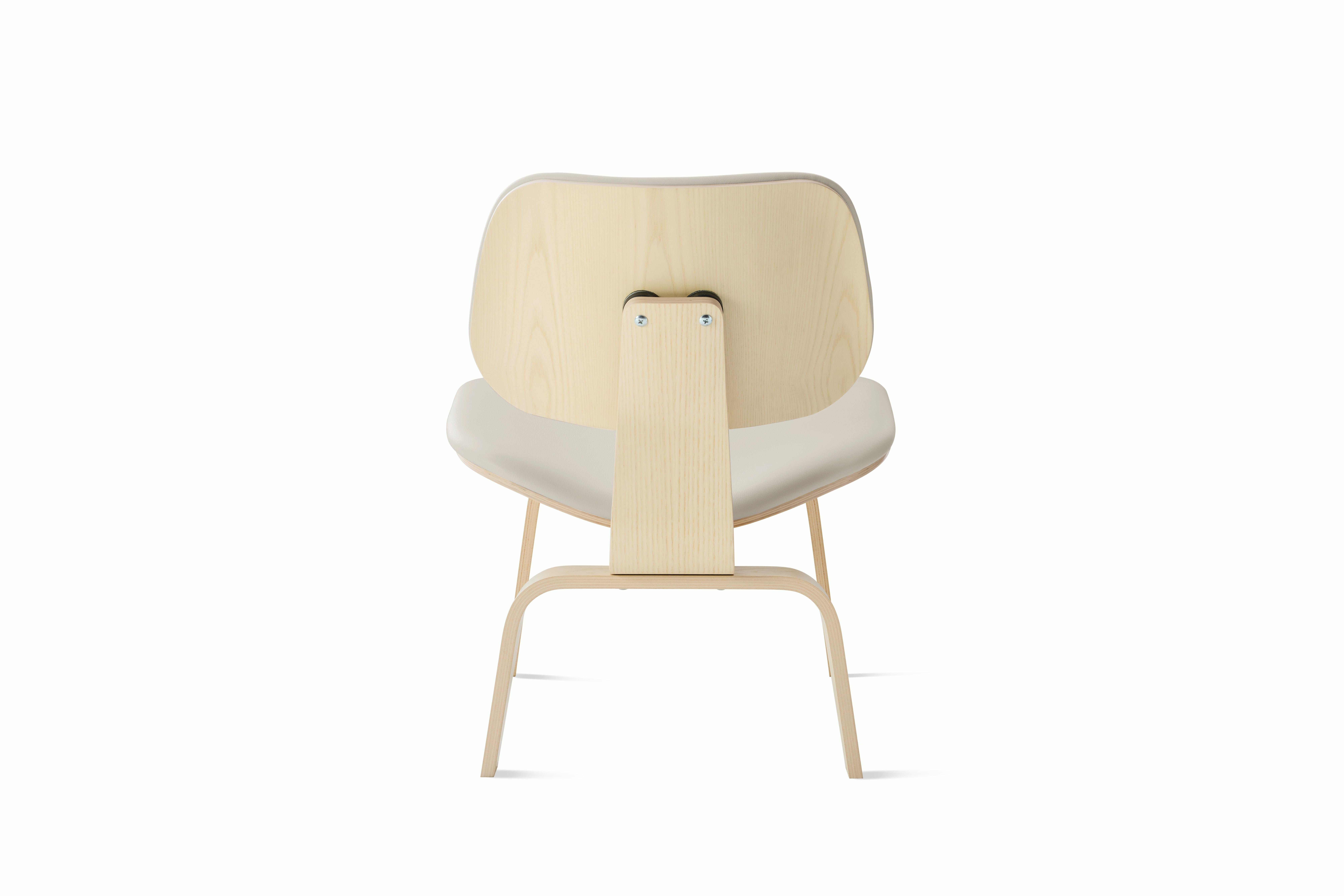 Eames Molded Plywood Lounge Chair Wood Base (LCW) - Upholstered,  White Ash,  Prone Leather,  Lotus