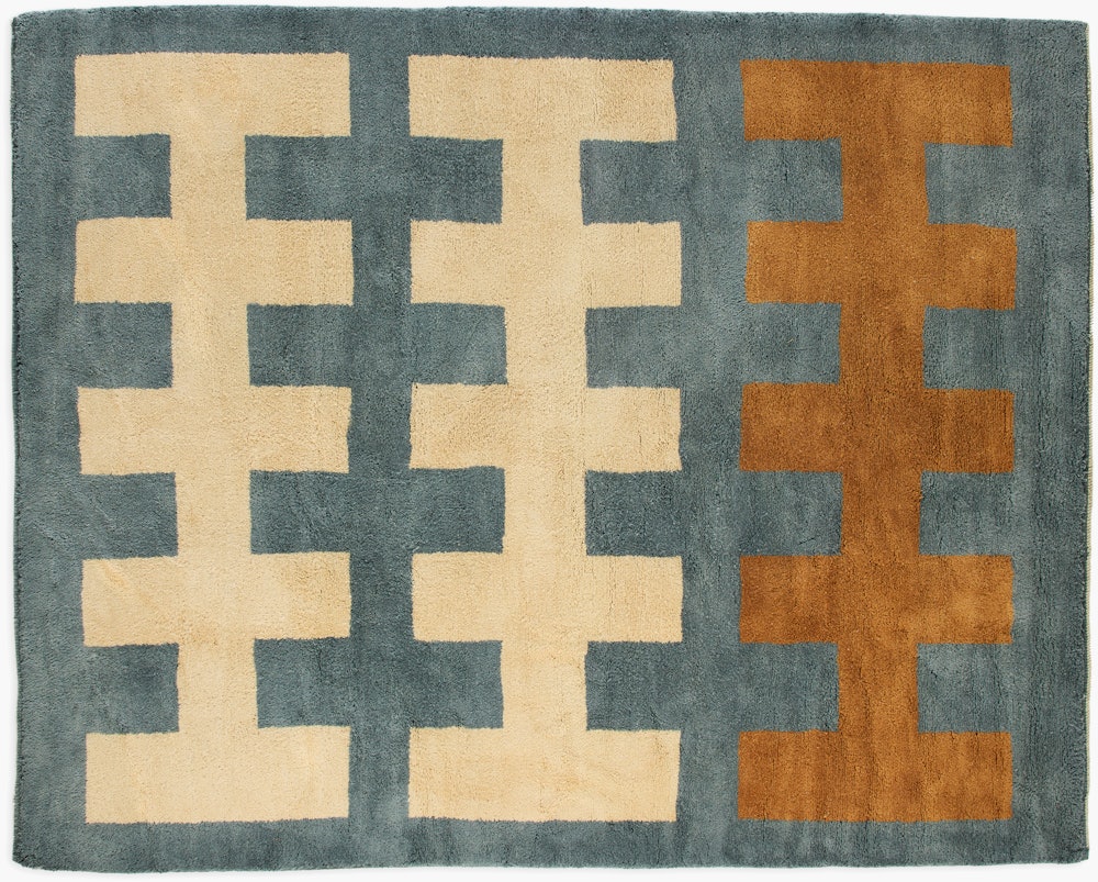 Fences Wool Moroccan Rug - Nightfall