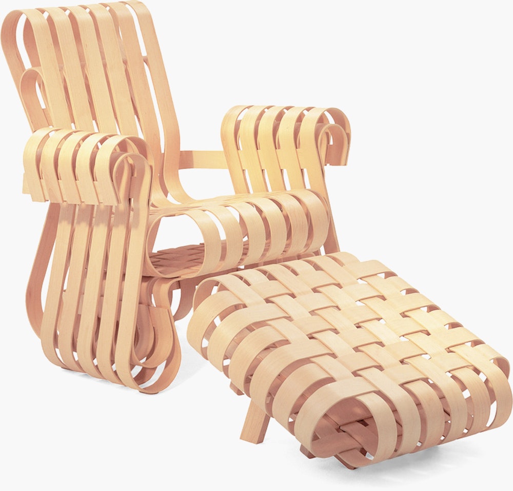 Gehry Power Play Chair and Ottoman - Natural