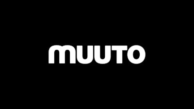 Muuto-logo op een zwarte achtergrond.