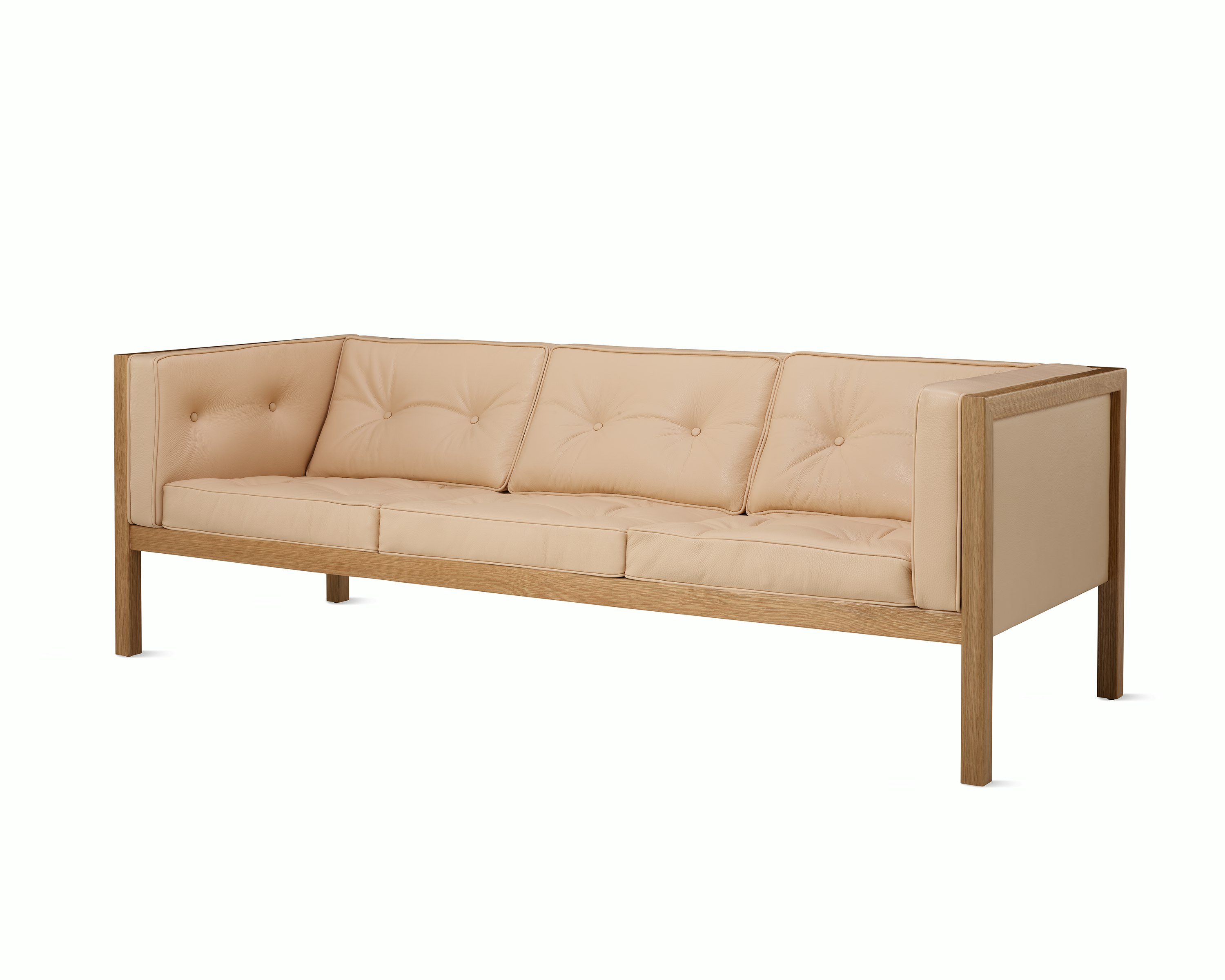 Nelson Cube Sofa in oak and leather