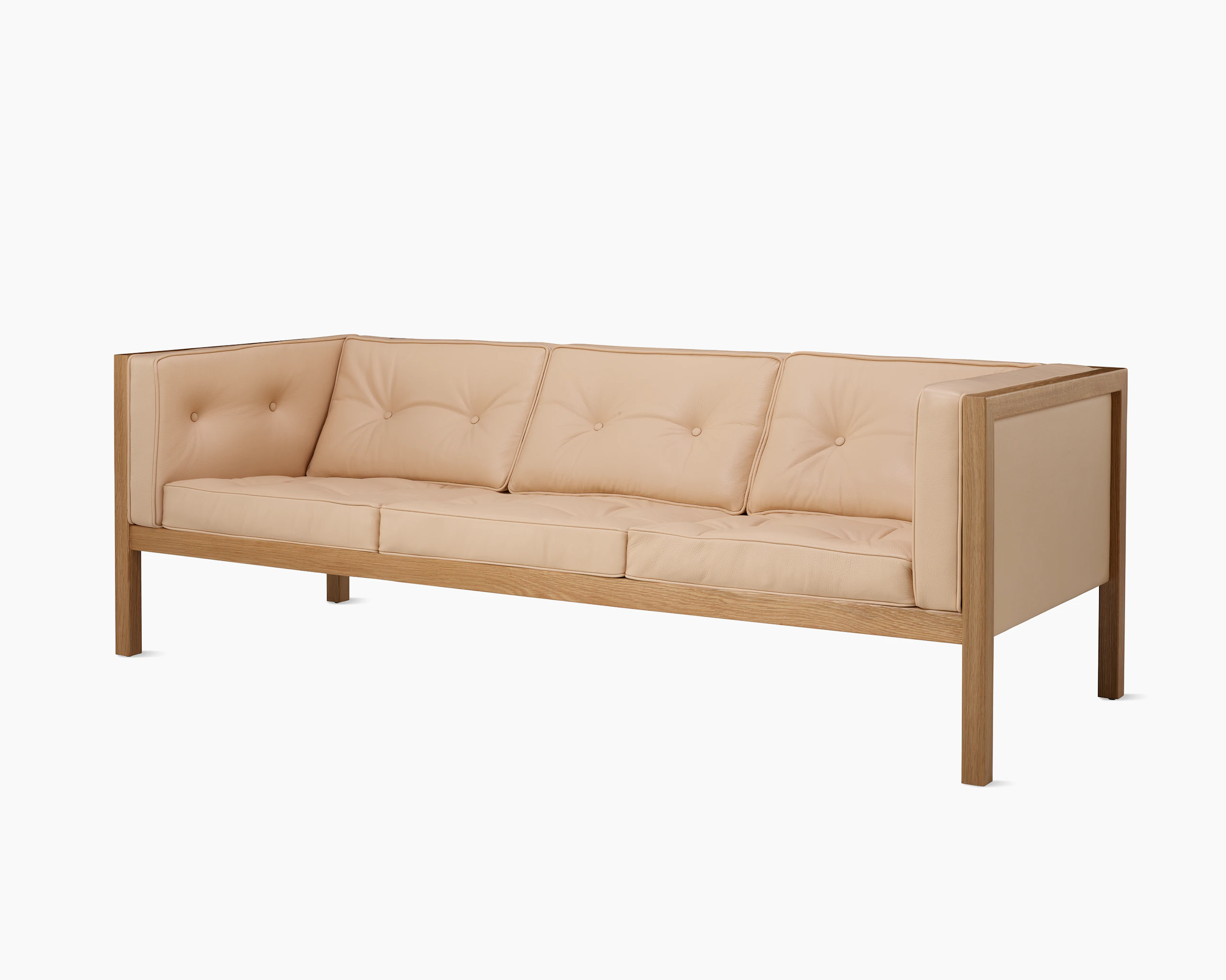 Nelson Cube Sofa in oak and leather