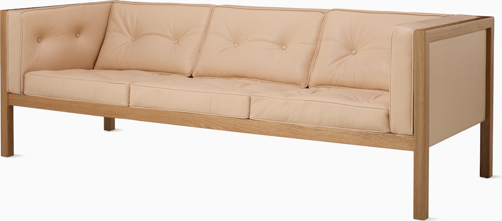 Nelson Cube Sofa in oak and leather