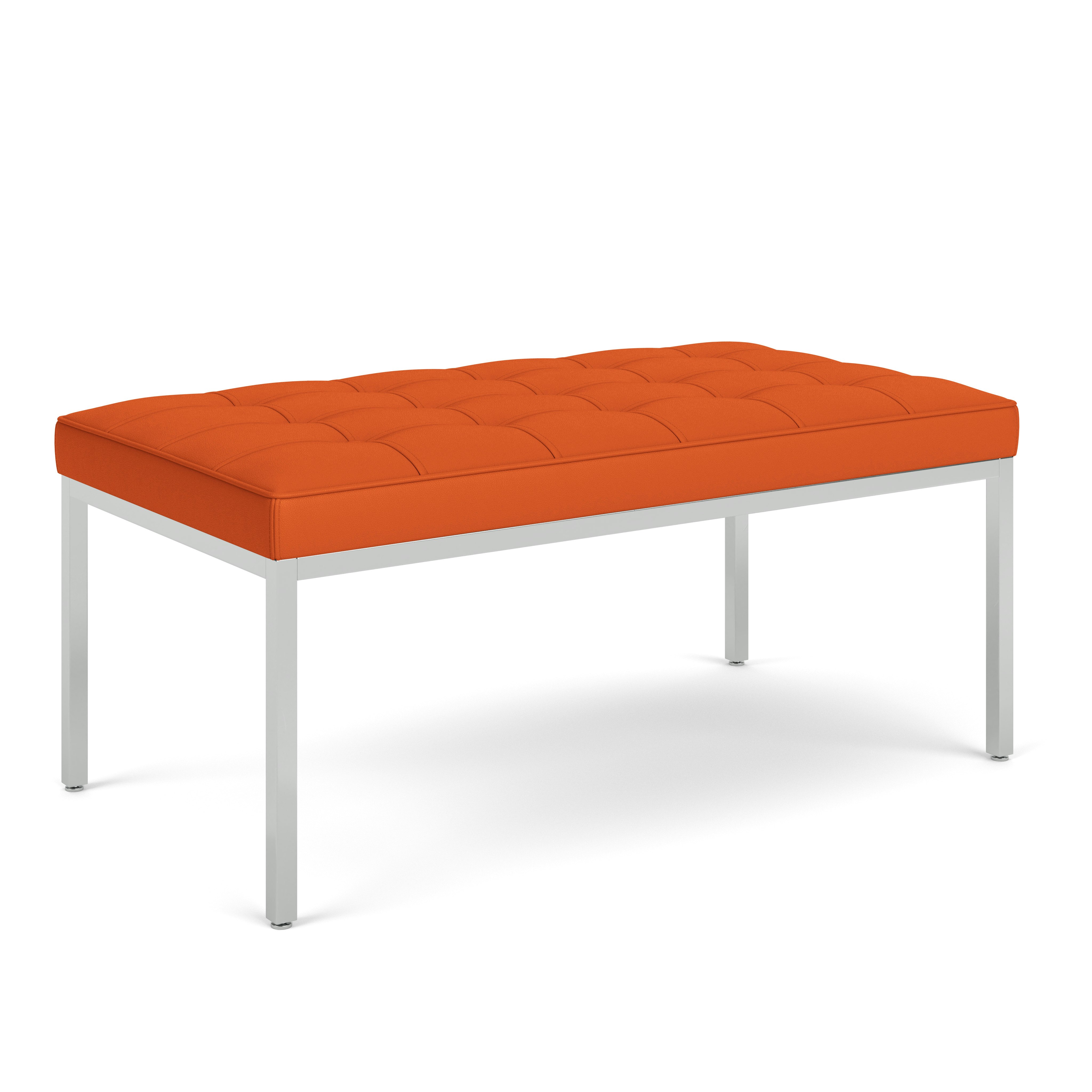 Florence Knoll Bench - Two Seater, Acqua Leather, Coral.Sea
