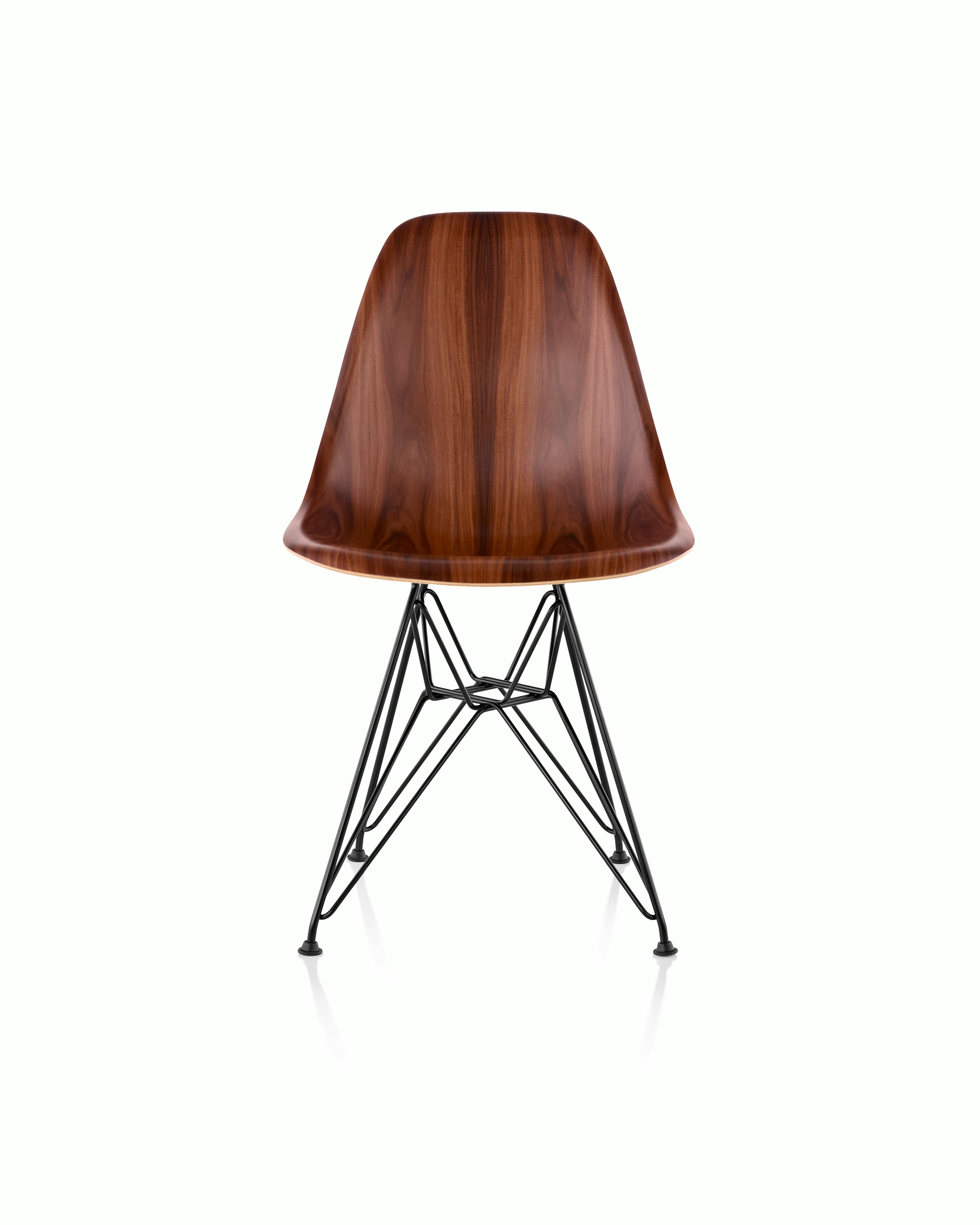 Eames Molded Wood Side Chair, Wire Base