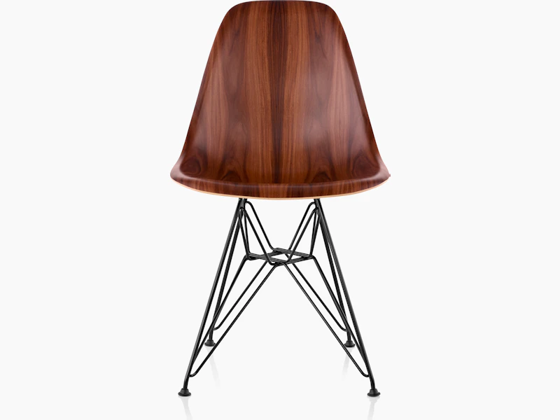 Eames Molded Wood Side Chair, Wire Base