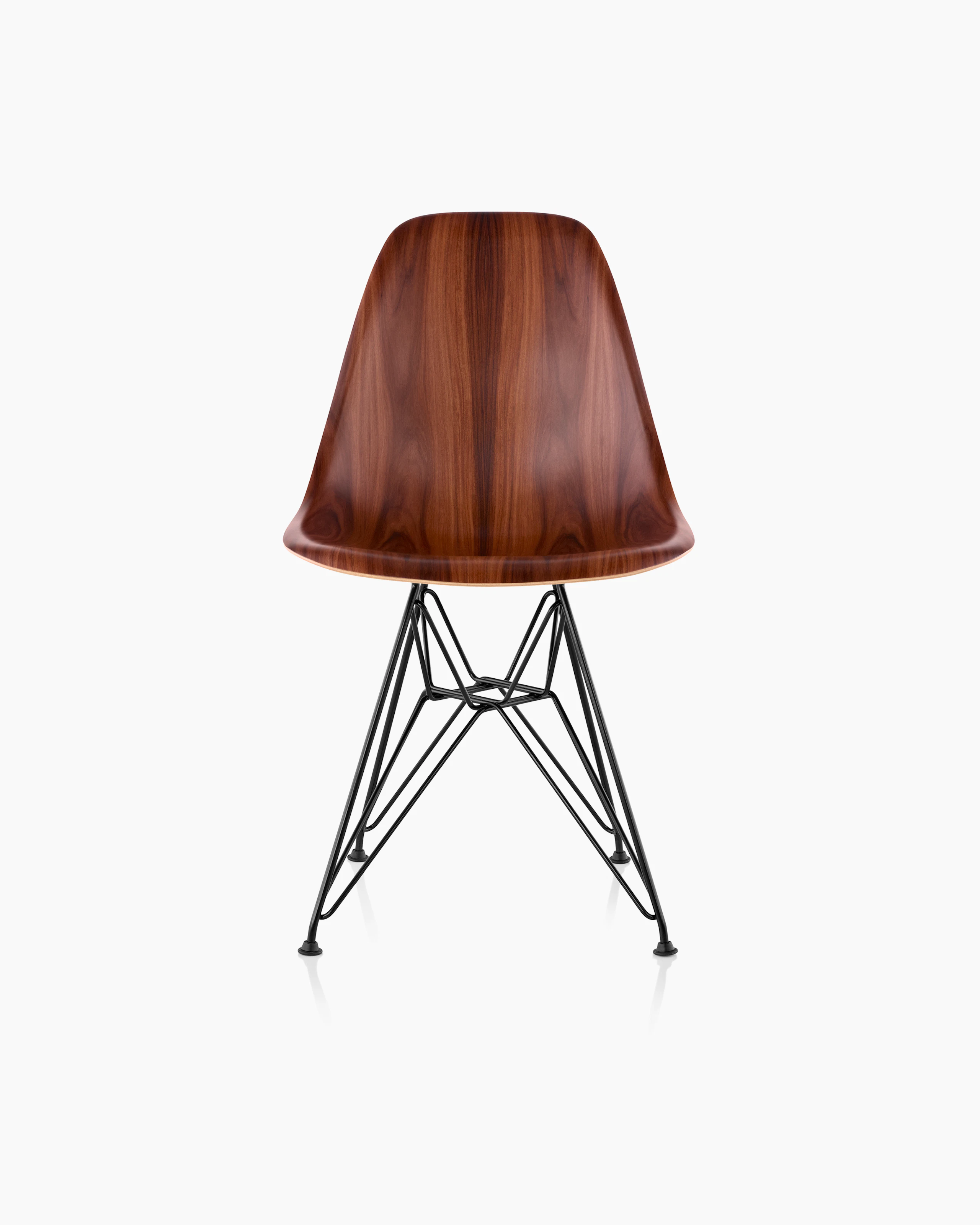 Eames Molded Wood Side Chair, Wire Base