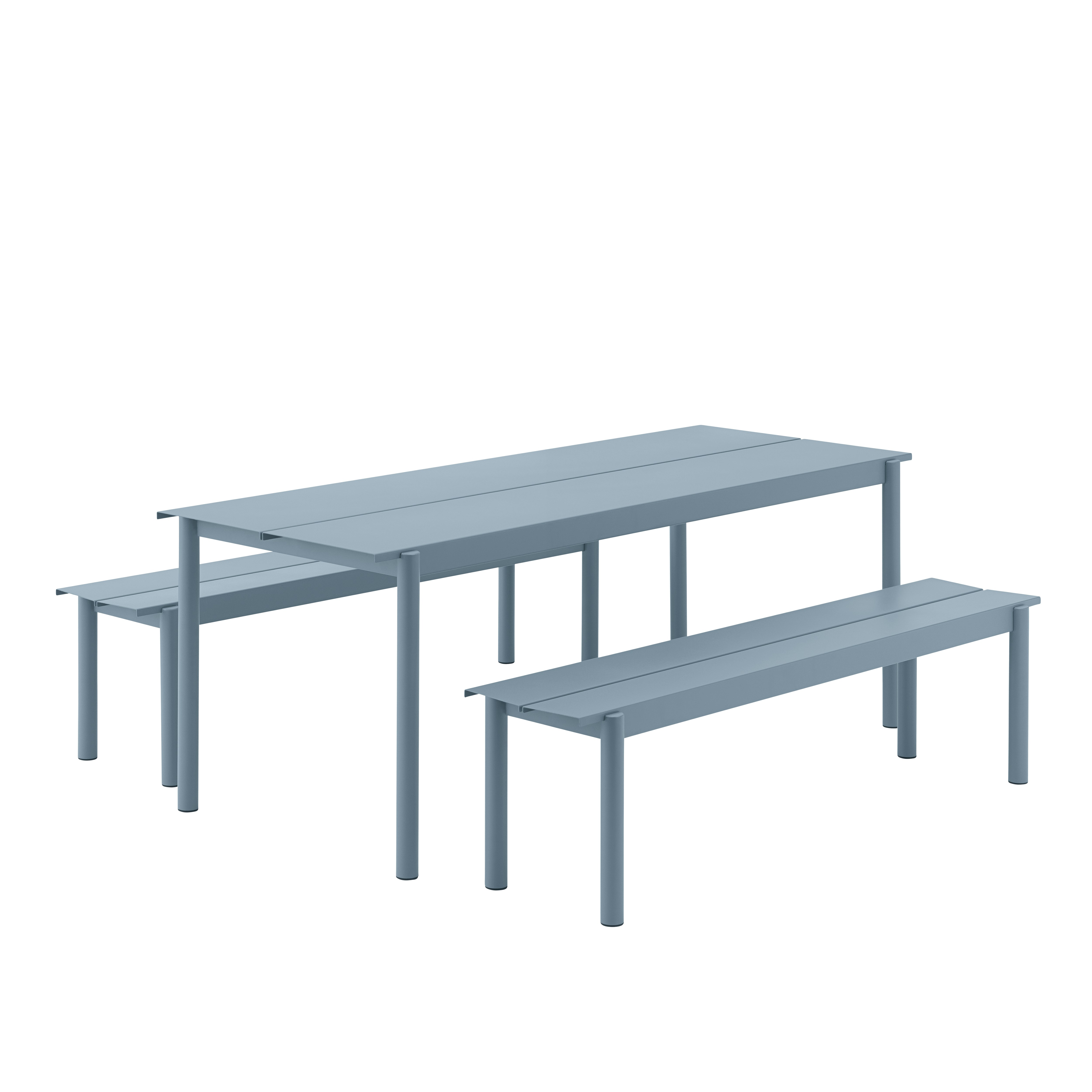 Linear Dining Set - 79" Table & 2 Benches,  Pale Blue"