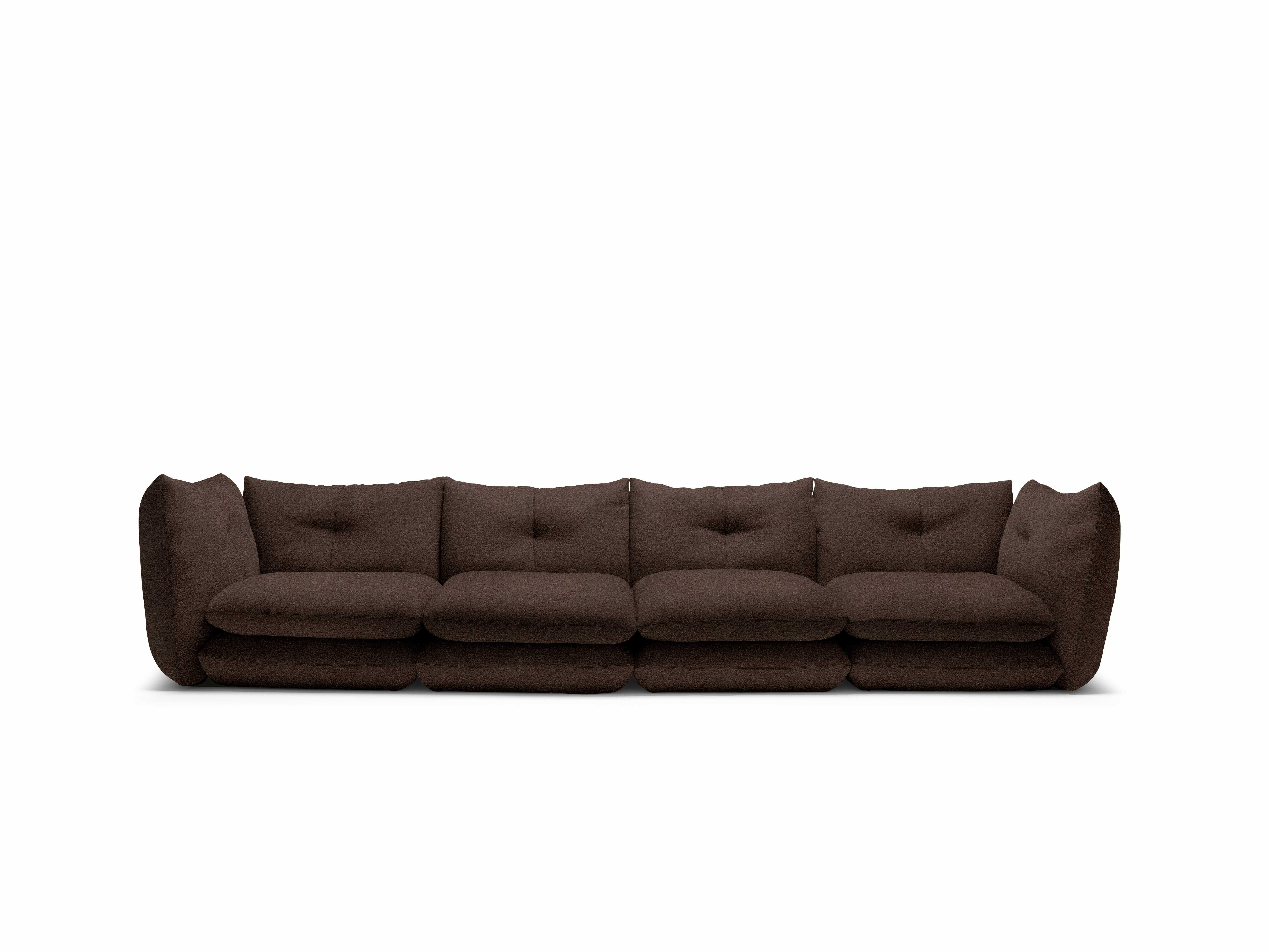 Pillo Sofa -  Four Seater,  Standard or Deep,  Curly,  Brown