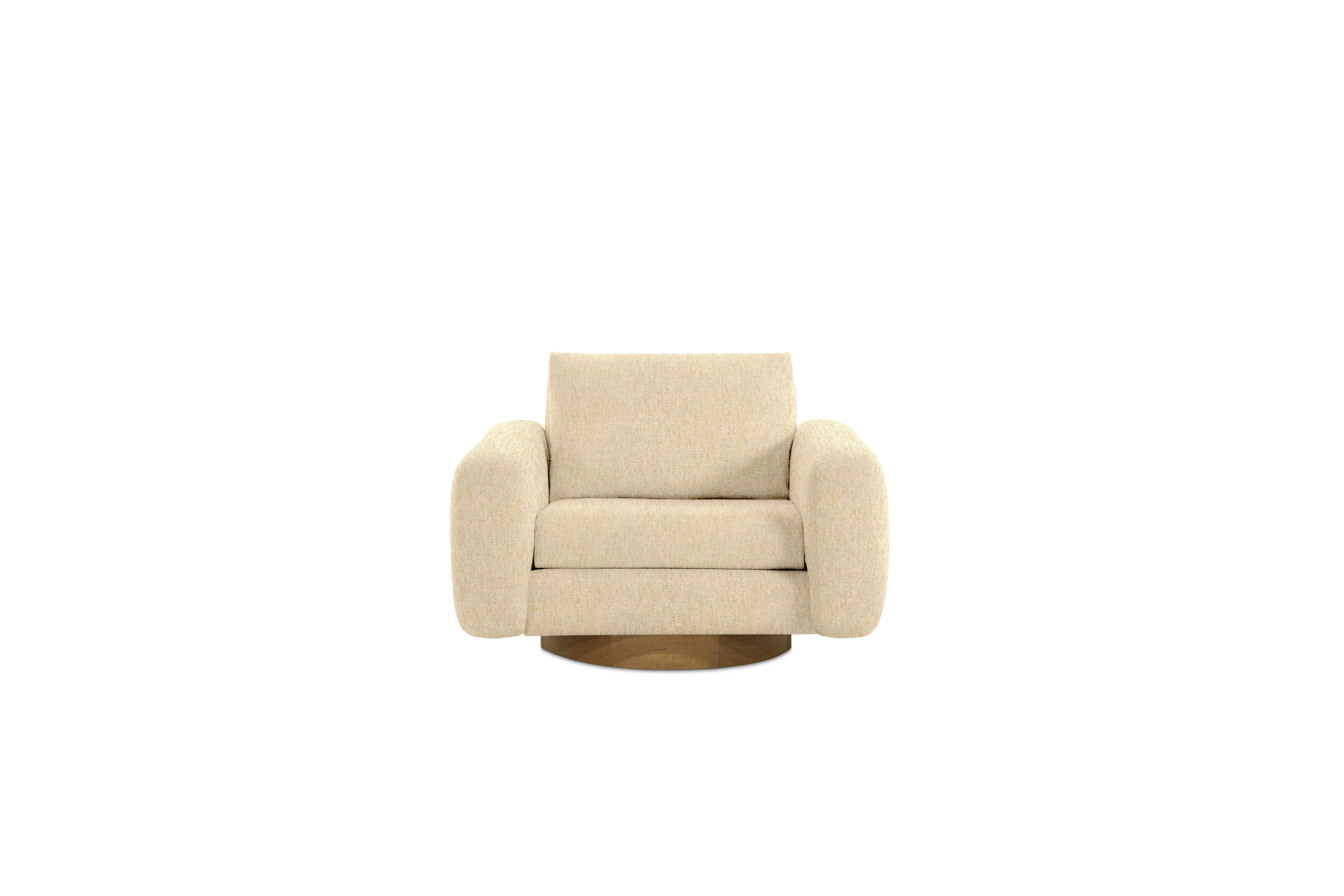 Mesa Lounge Swivel Chair - Novato,  Parchment,  Walnut
