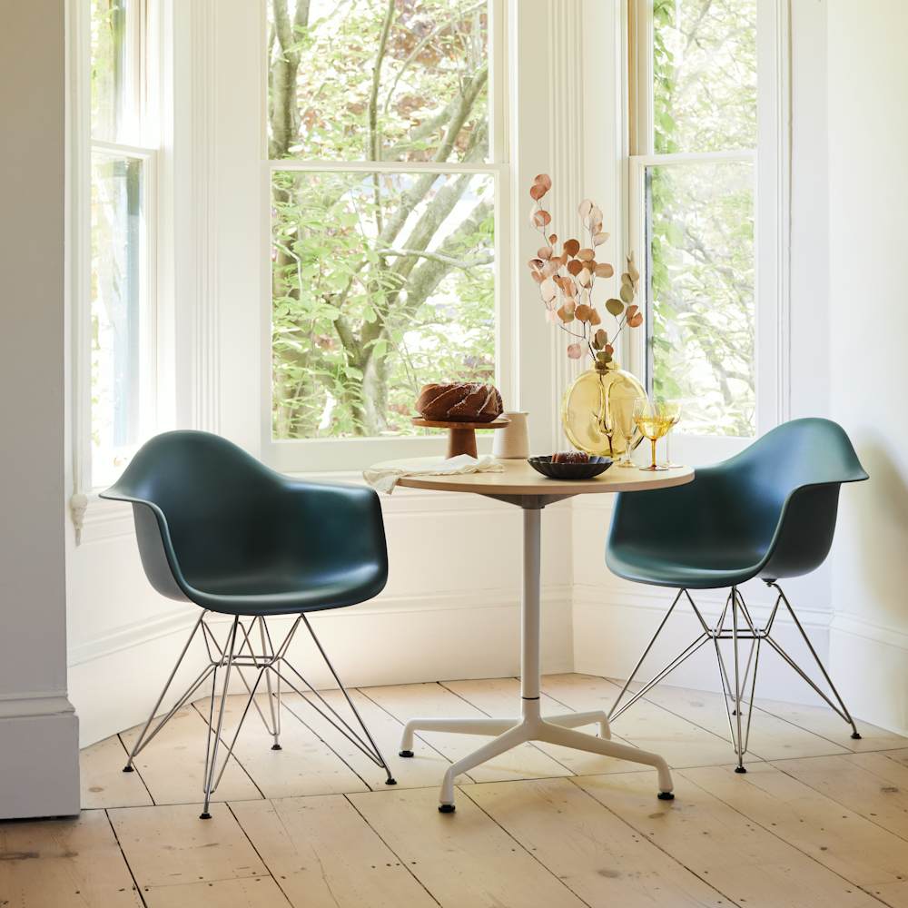 Eames Recycled Molded Plastic Armchair and Eames Table