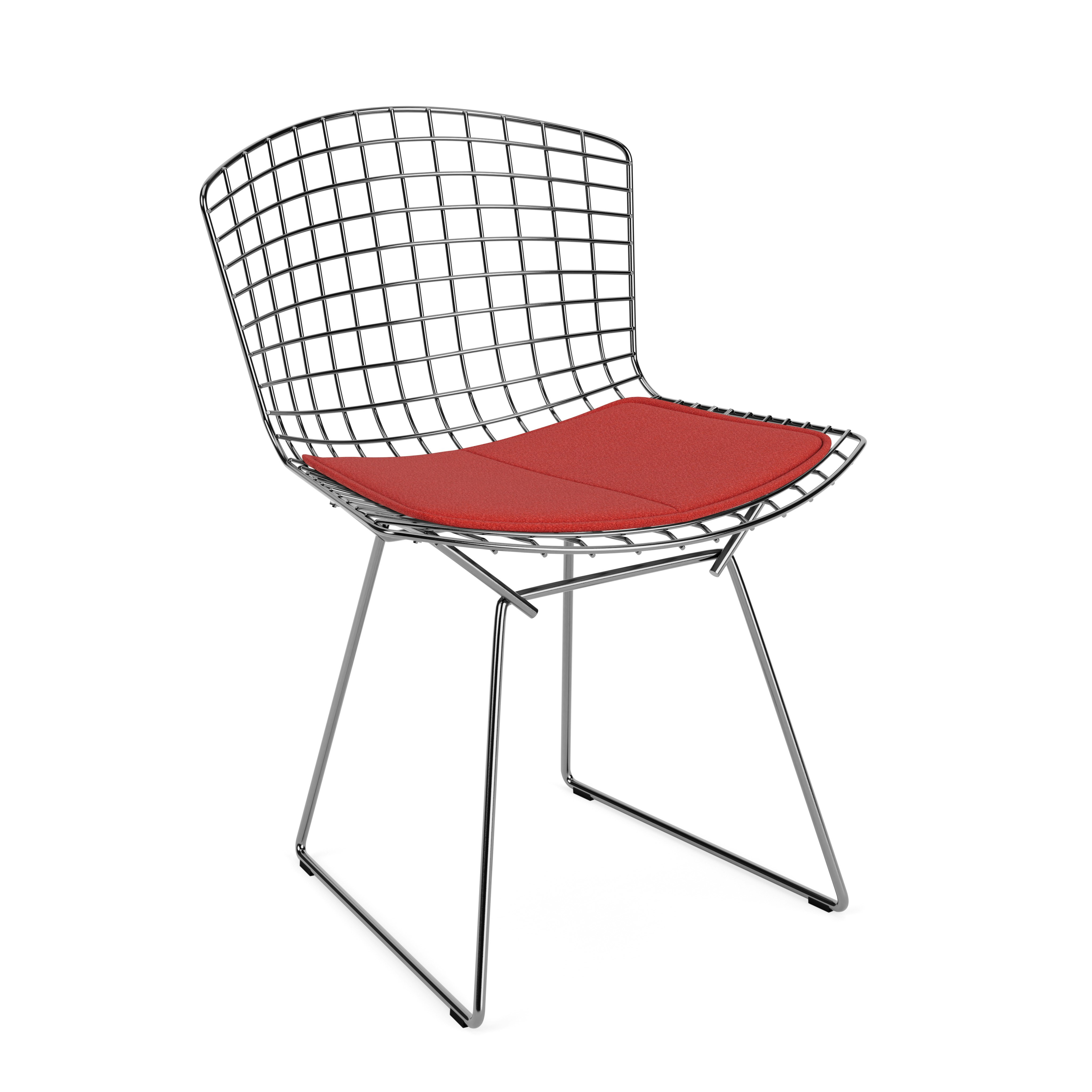 Bertoia Side Chair- Seat Pad, Polished Chrome, Classic Boucle, Fiery