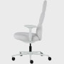 Side view of a high-back Asari chair by Herman Miller in light grey with height adjustable arms.