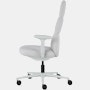 Side view of a high-back Asari chair by Herman Miller in light grey with height adjustable arms.