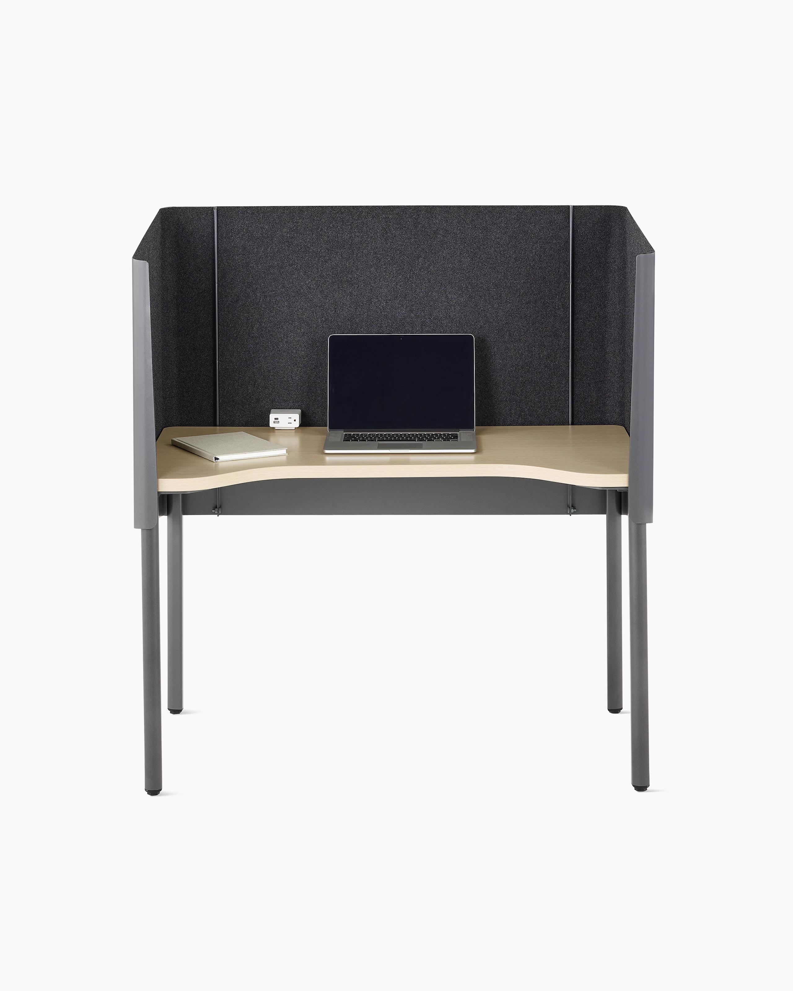 A dark grey OE1 Nook with light brown surface, viewed from the front.