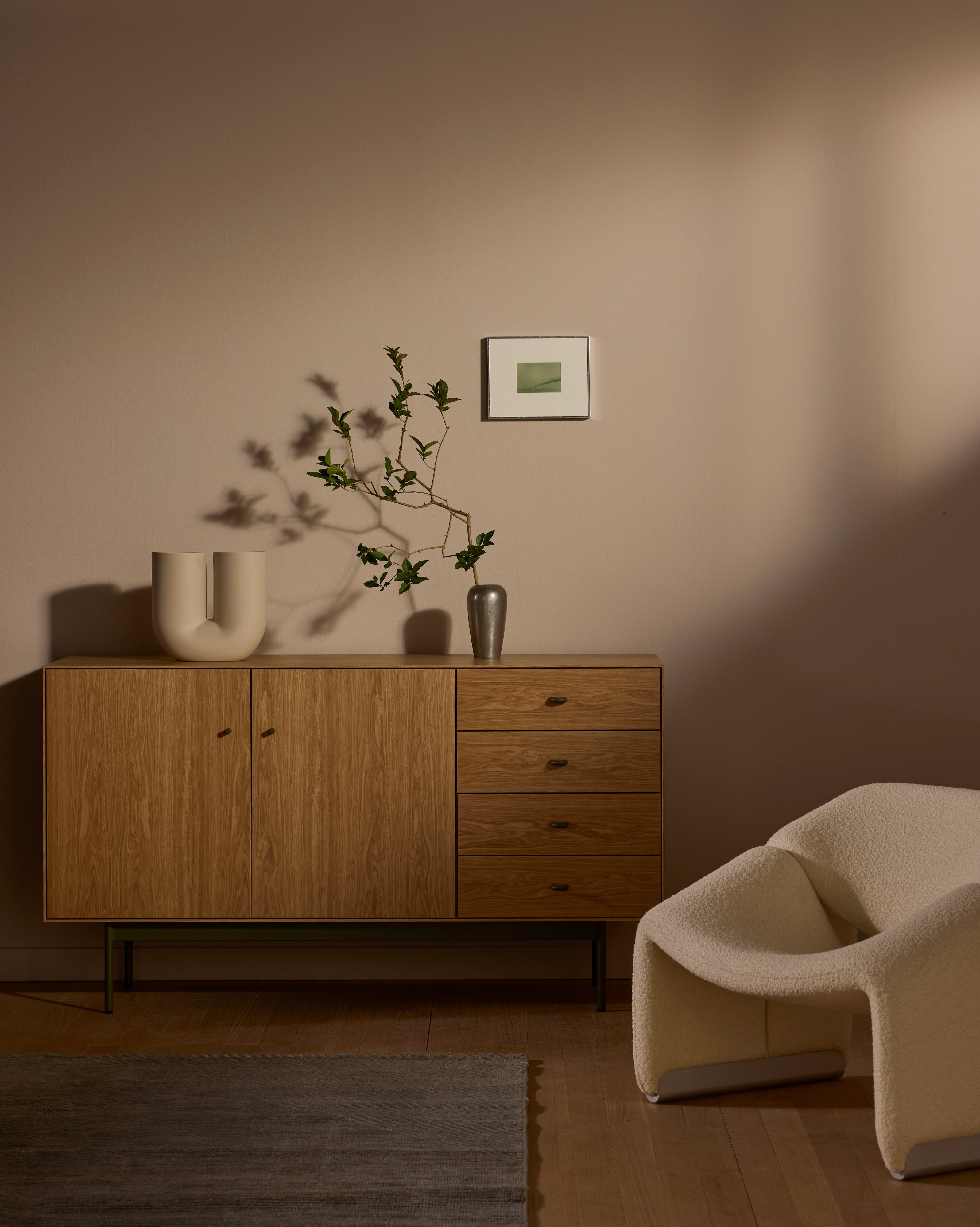 Loop Credenza in Oak and Green