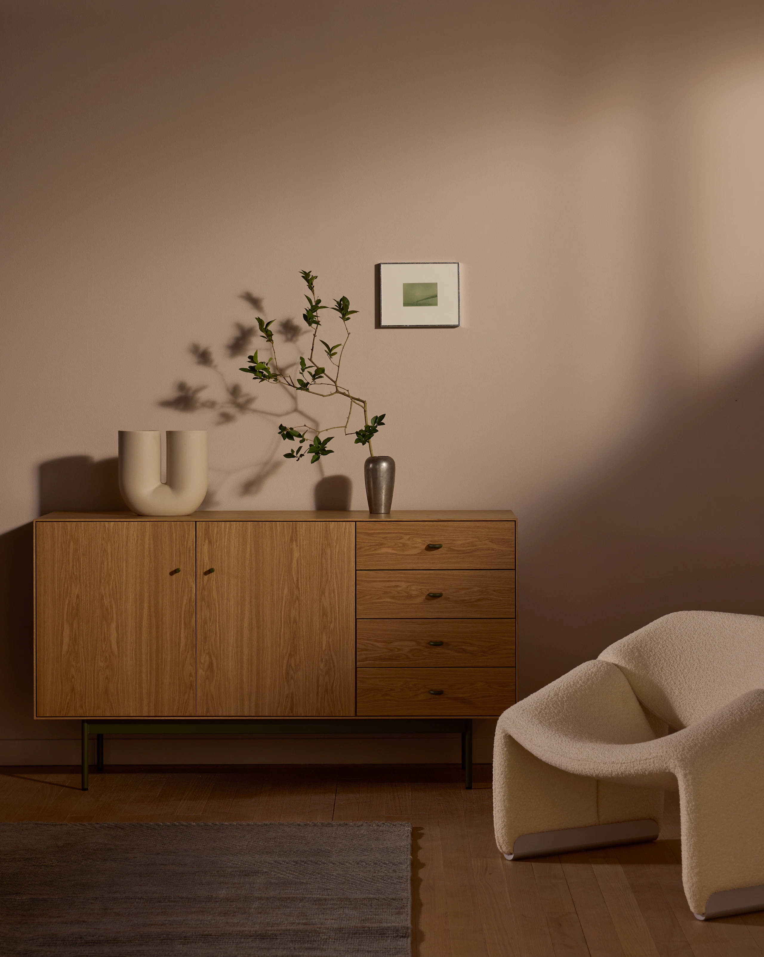 Loop Credenza in Oak and Green