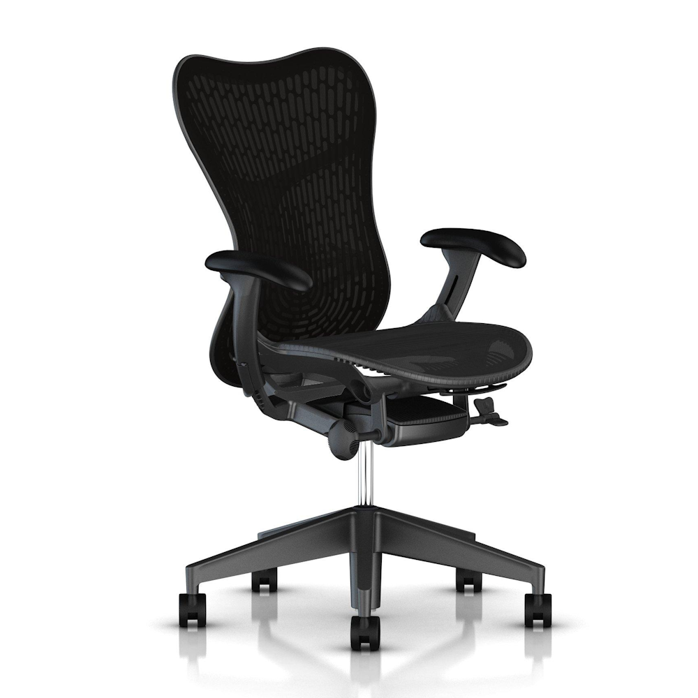 Herman Miller Classic Aeron Task Chair: Tilt Limiter w/Seat Angle Adj -  Lumbar Pad - Fully Adj Vinyl Arms - Standard Carpet Casters