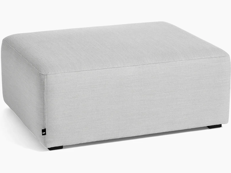 Grey Mags Ottoman, viewed at an angle.