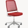 Ollo Chair - Armless, Poppy, Poppy, Light Grey, Polished Aluminum, Soft Casters