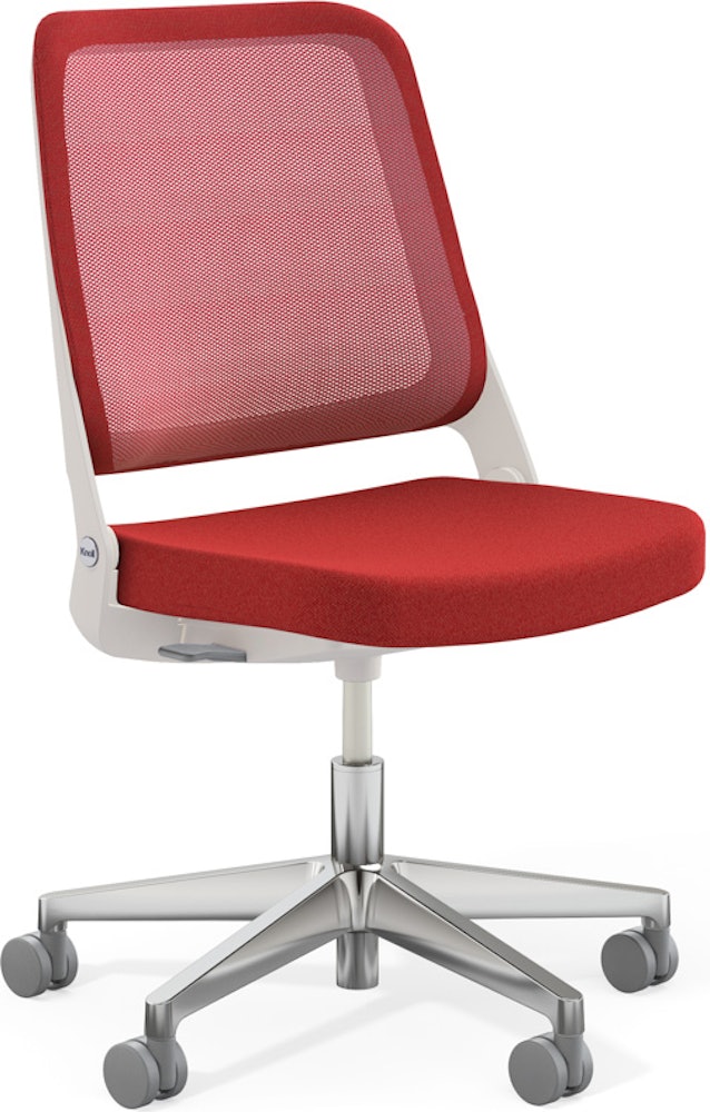 Ollo Chair - Armless, Poppy, Poppy, Light Grey, Polished Aluminum, Soft Casters