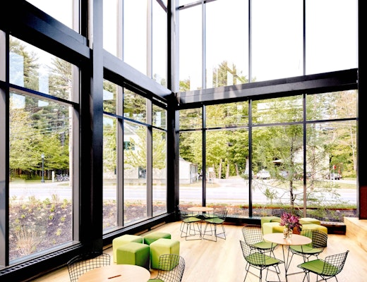 Bertoia Side Chair with Rockwell Occasional Table bertoia side chair rockwell unscripted occasional table upholstered seats bowdoin college roux center for the environment