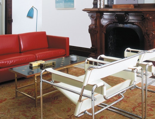Pfister Settee and Wassily chair in being cowhide