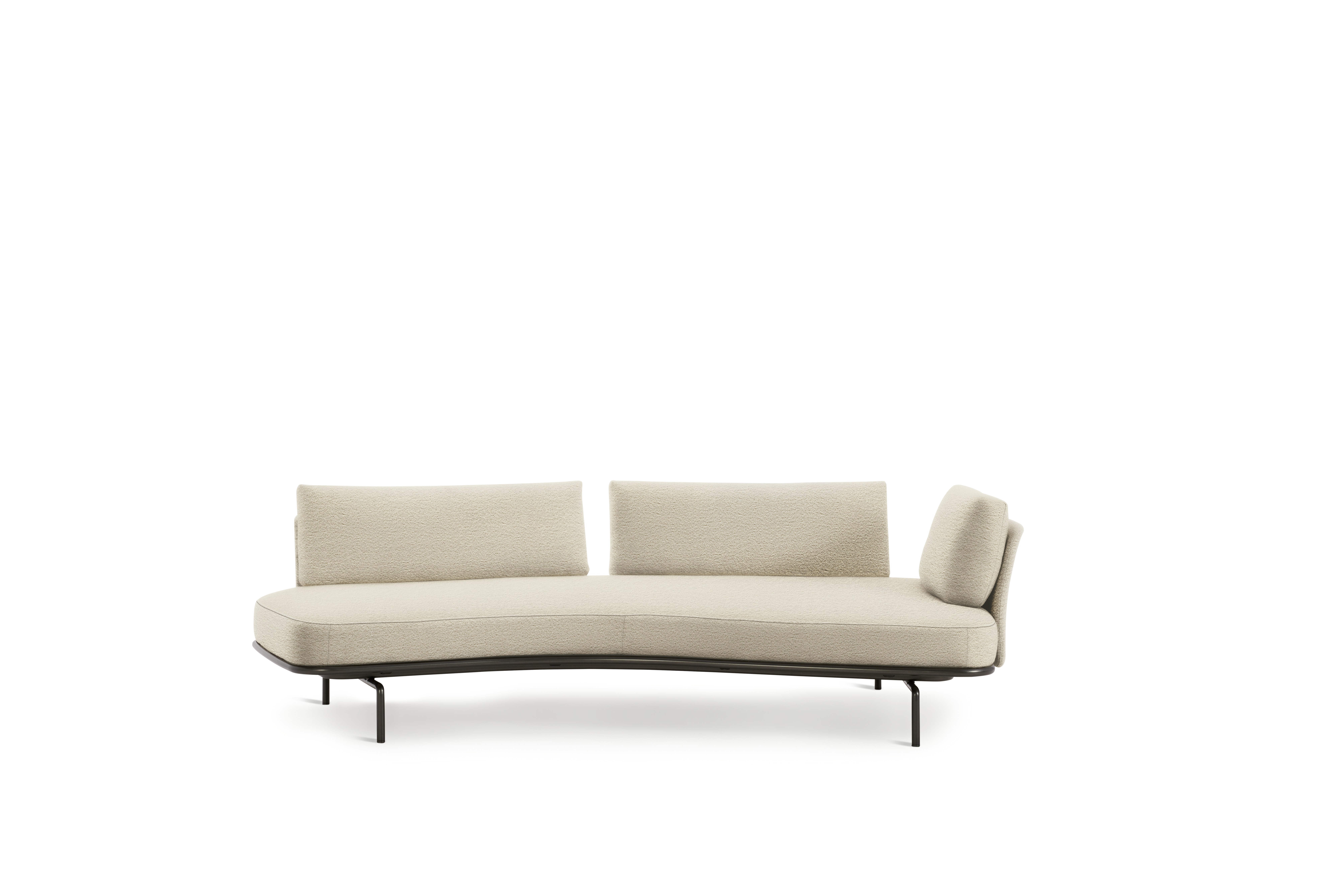 Panoramic Sofa - Right,  Small / Double Large,  Curly,  Ivory,  Charcoal