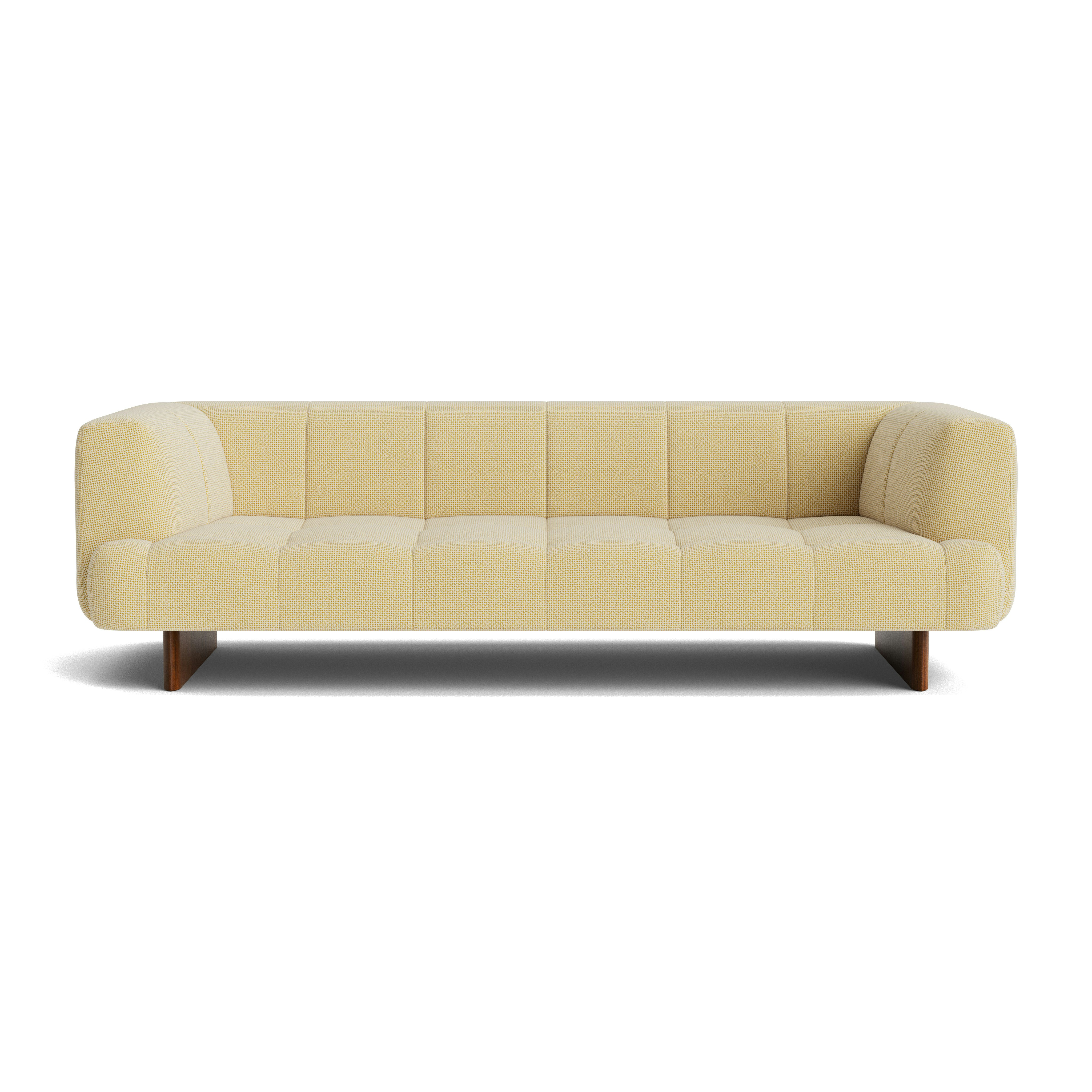 Quilton Lift Sofa - 3-Seat Sofa, Tartaglia, 857 Ochre White, Lacquered Walnut