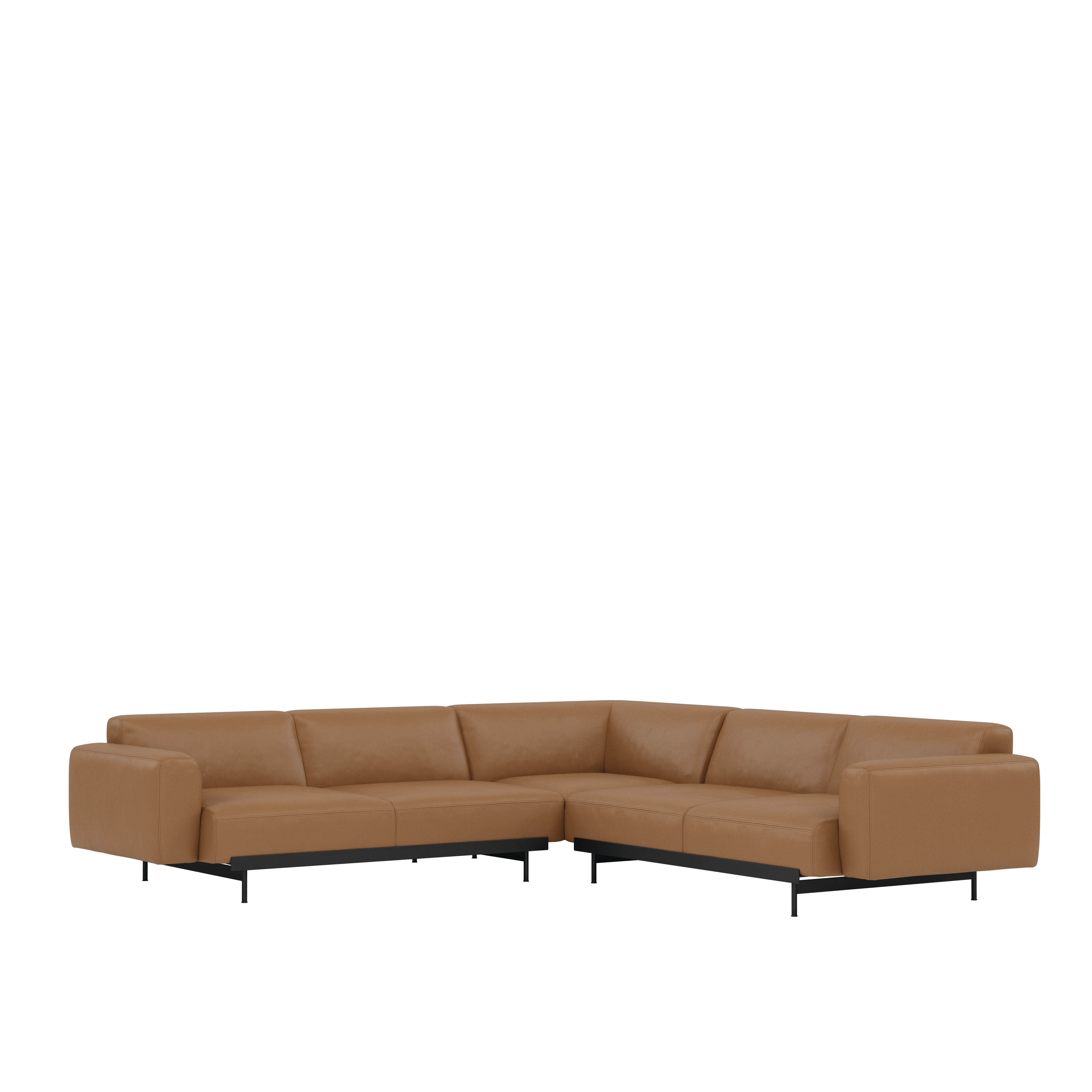 n Situ Corner Sectional, Refine Leather Cognac