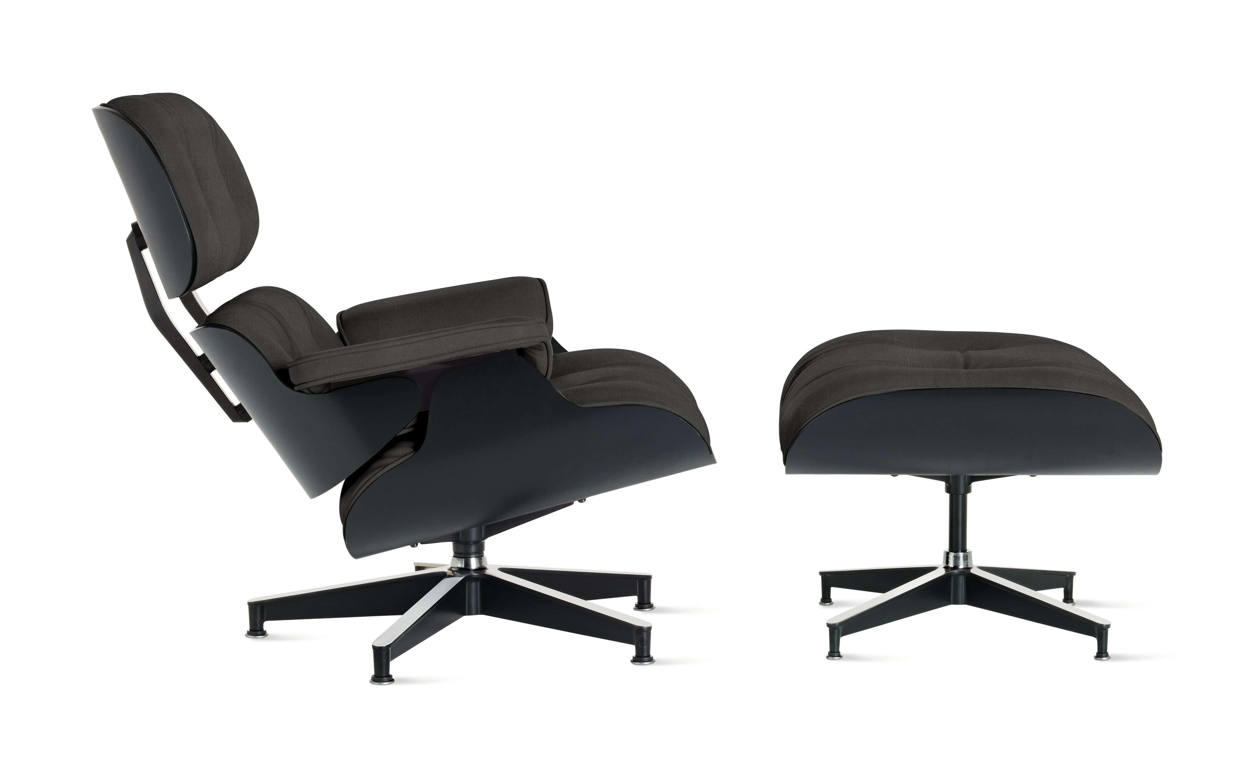 Eames Lounge & Ottoman - Standard,  Ebony Ash,  2100 Series Leather,  Graphite