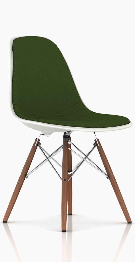 Eames Upholstered Molded Plastic Side Chair - Dowel Leg DSW.U