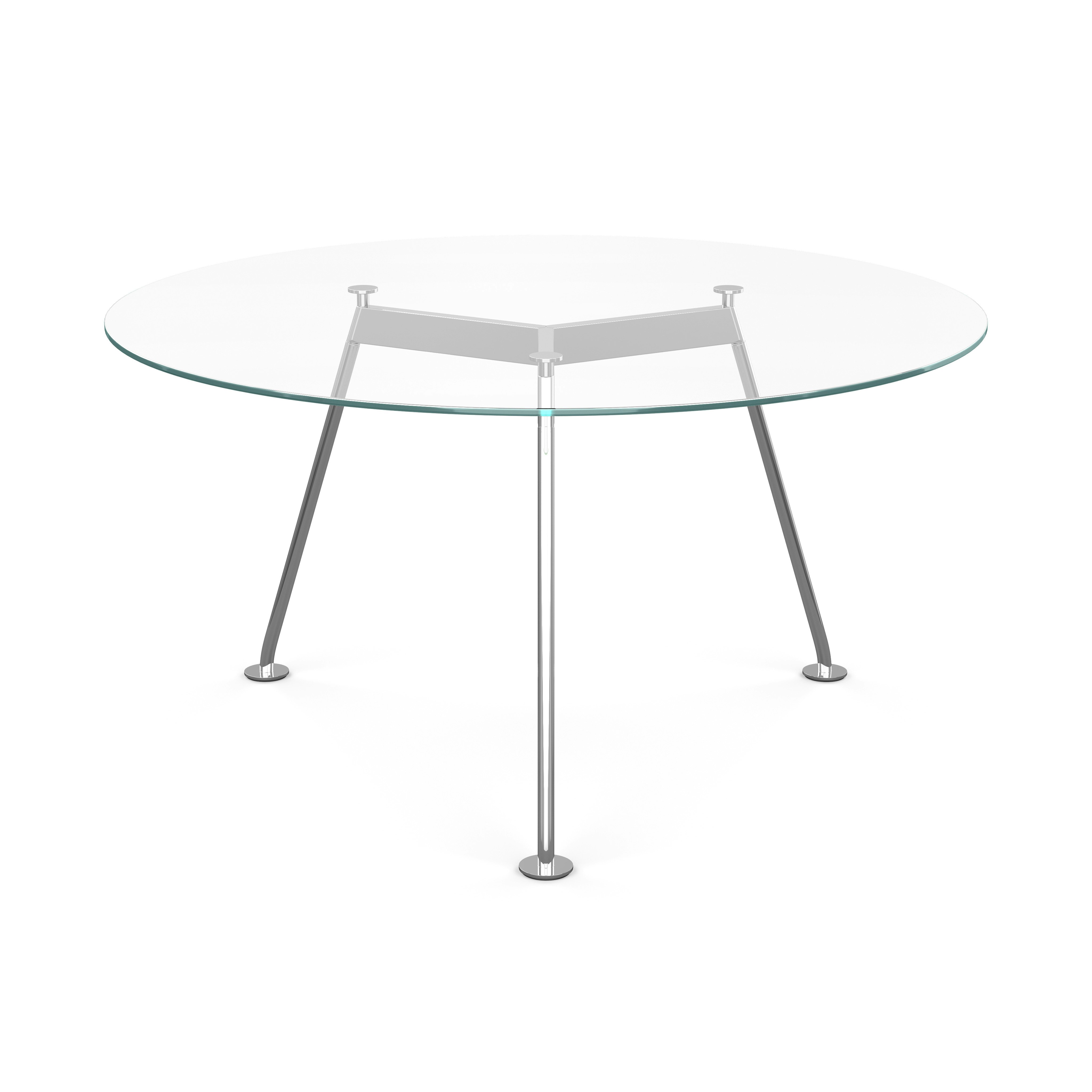Grasshopper Dining Table - Round,  54",  Clear Glass,  Polished Chrome"