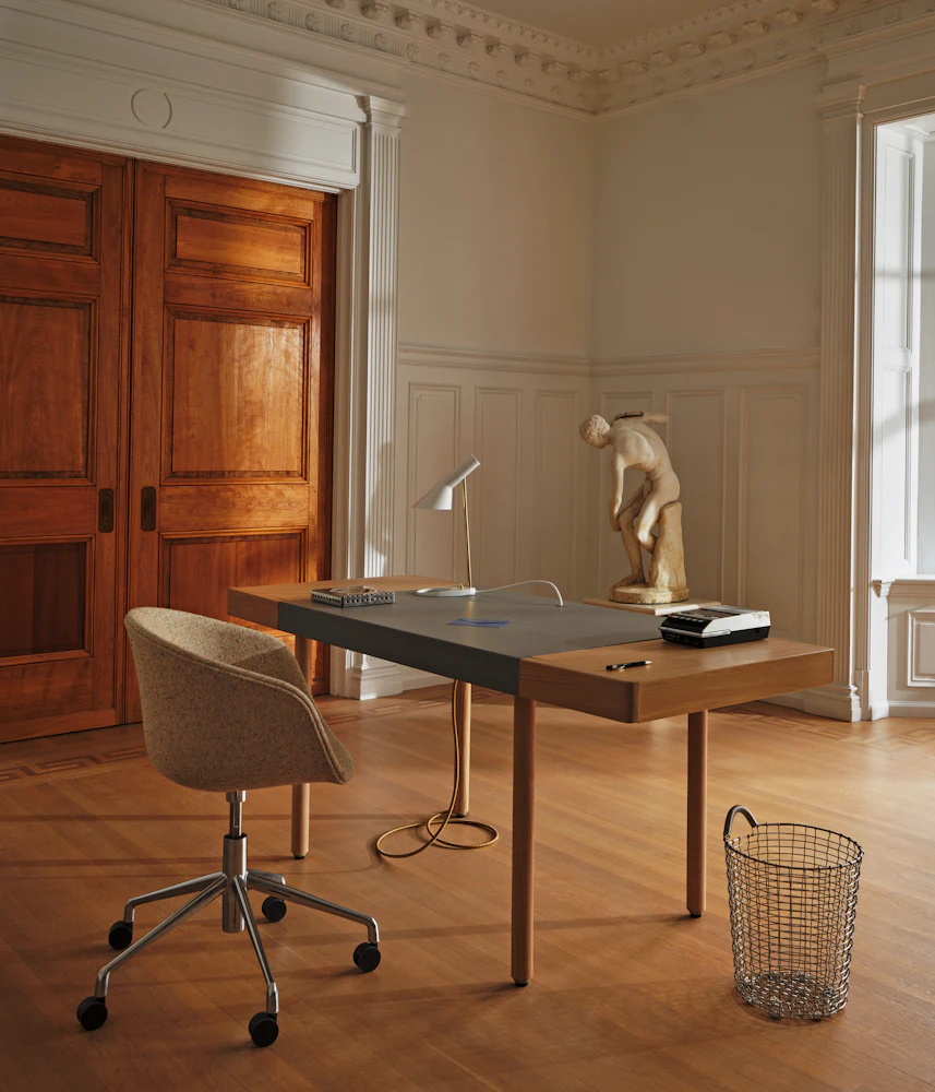 New Canaan Leatherwrap Sit-to-Stand Desk, 2 Drawers New Canaan Leatherwrap Sit-to-Stand Desk, 2 Drawers