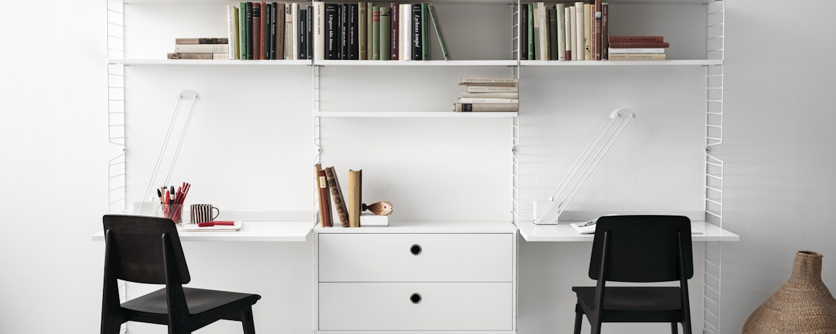 String Workspace Shelving in a home office setting
