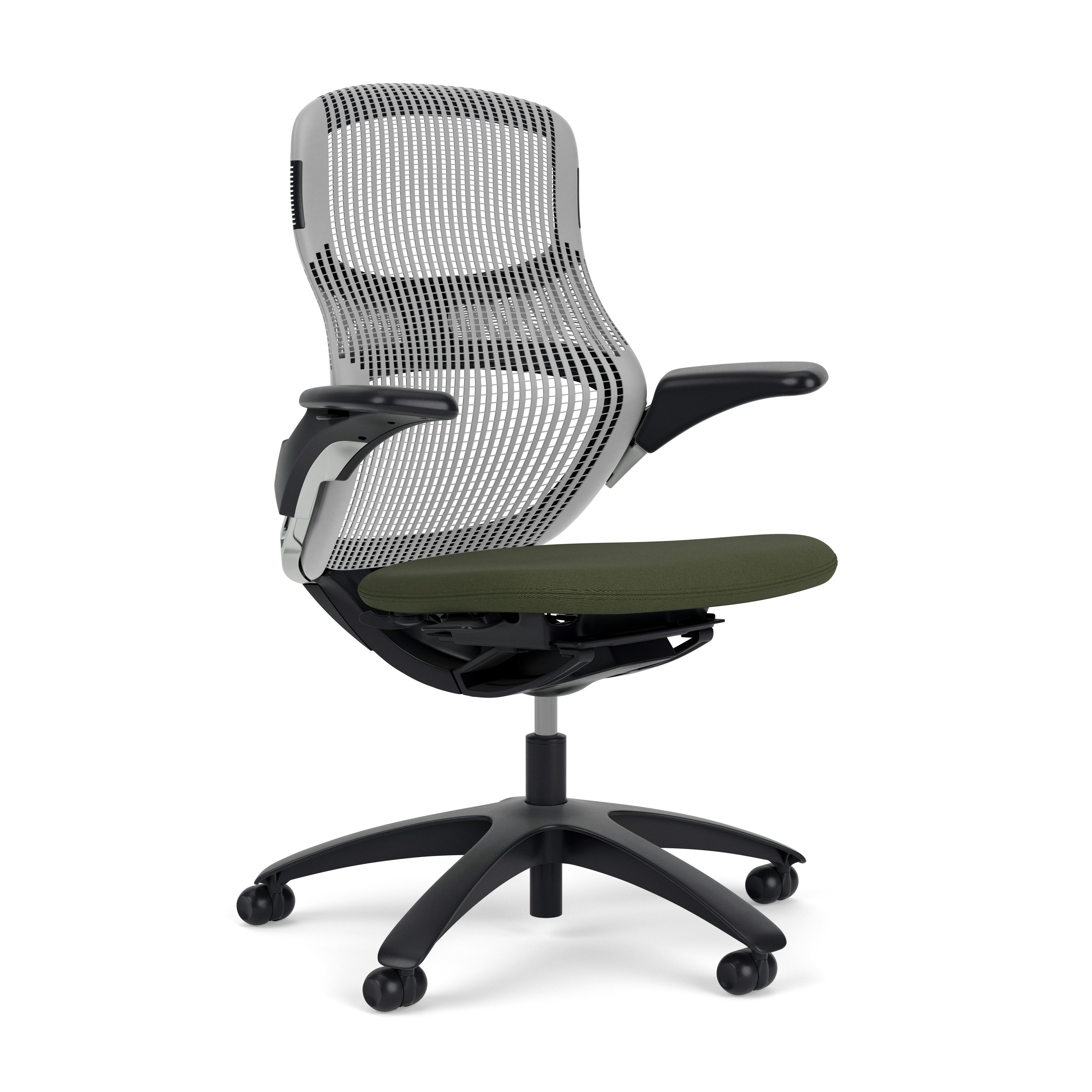 Generation Chair - Dark, Height Adjustable, Pebble, Generation, Olive, Plastic Standard, Hard Wheel