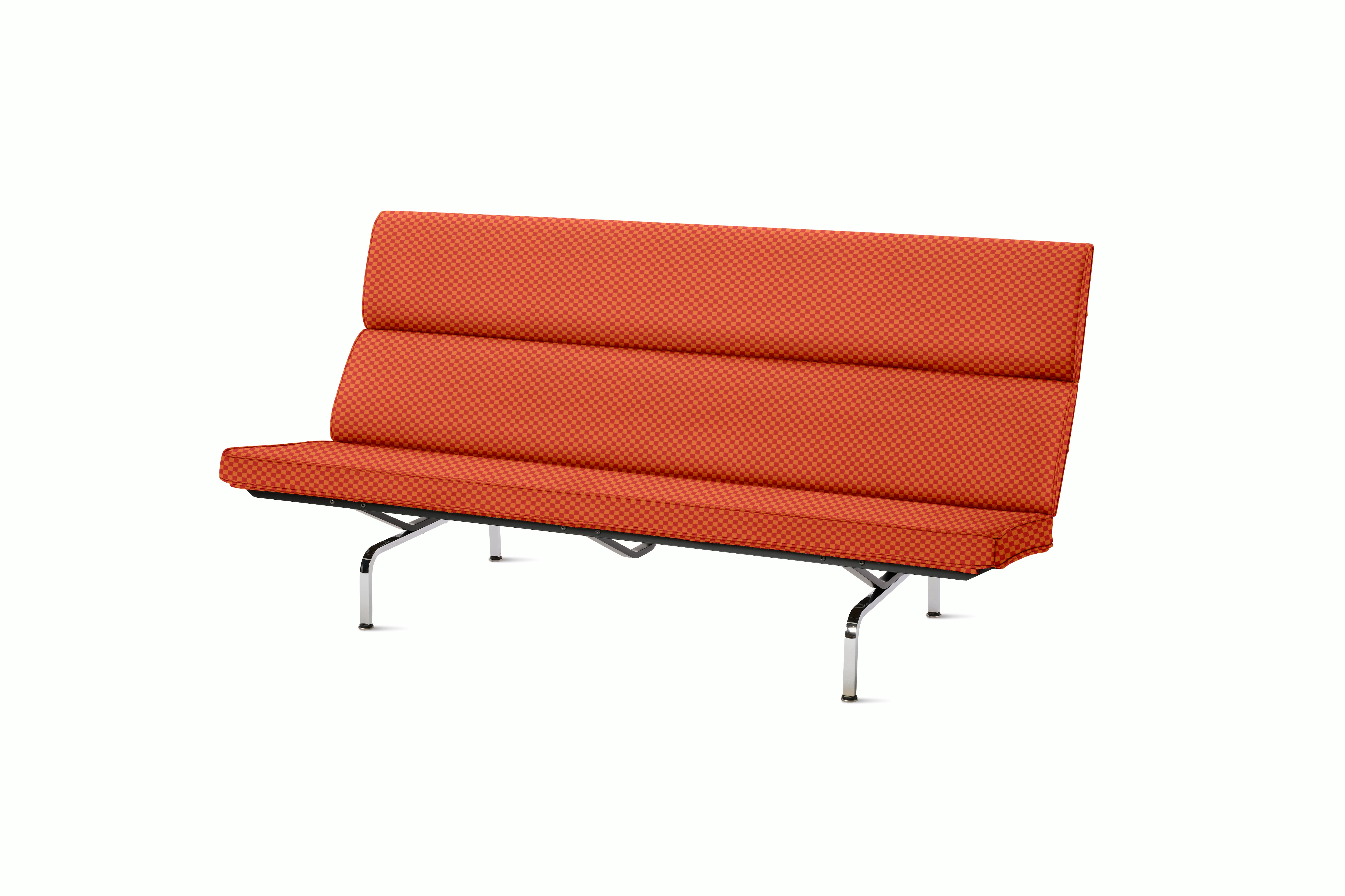 Eames Sofa Compact in Checker Crimson and Orange
