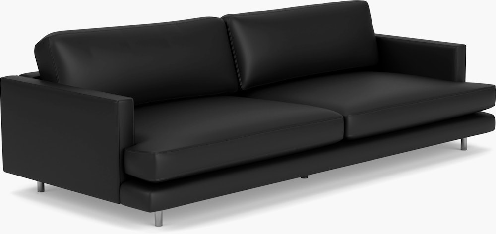 D'Urso Sofa - Volo Leather, Black, Polished Chrome