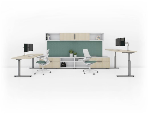 Anchor Private Office with k.stand and Generation anchor credenza tackboard overhead storage private office shared generation kstand height adjustable