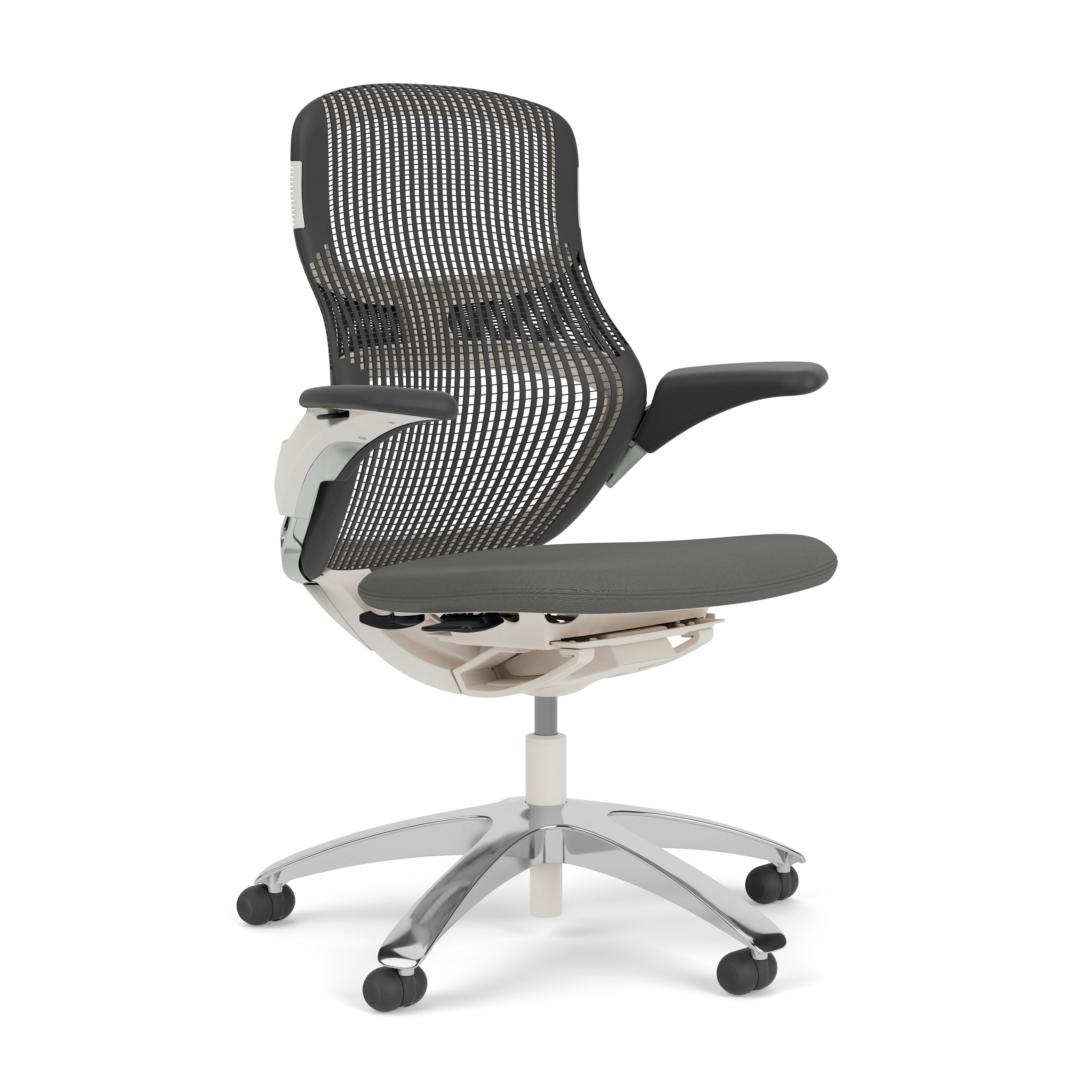 Generation Chair - Light, Height Adjustable, Storm, Generation, Pebble, Polished Aluminum, Hard Wheel